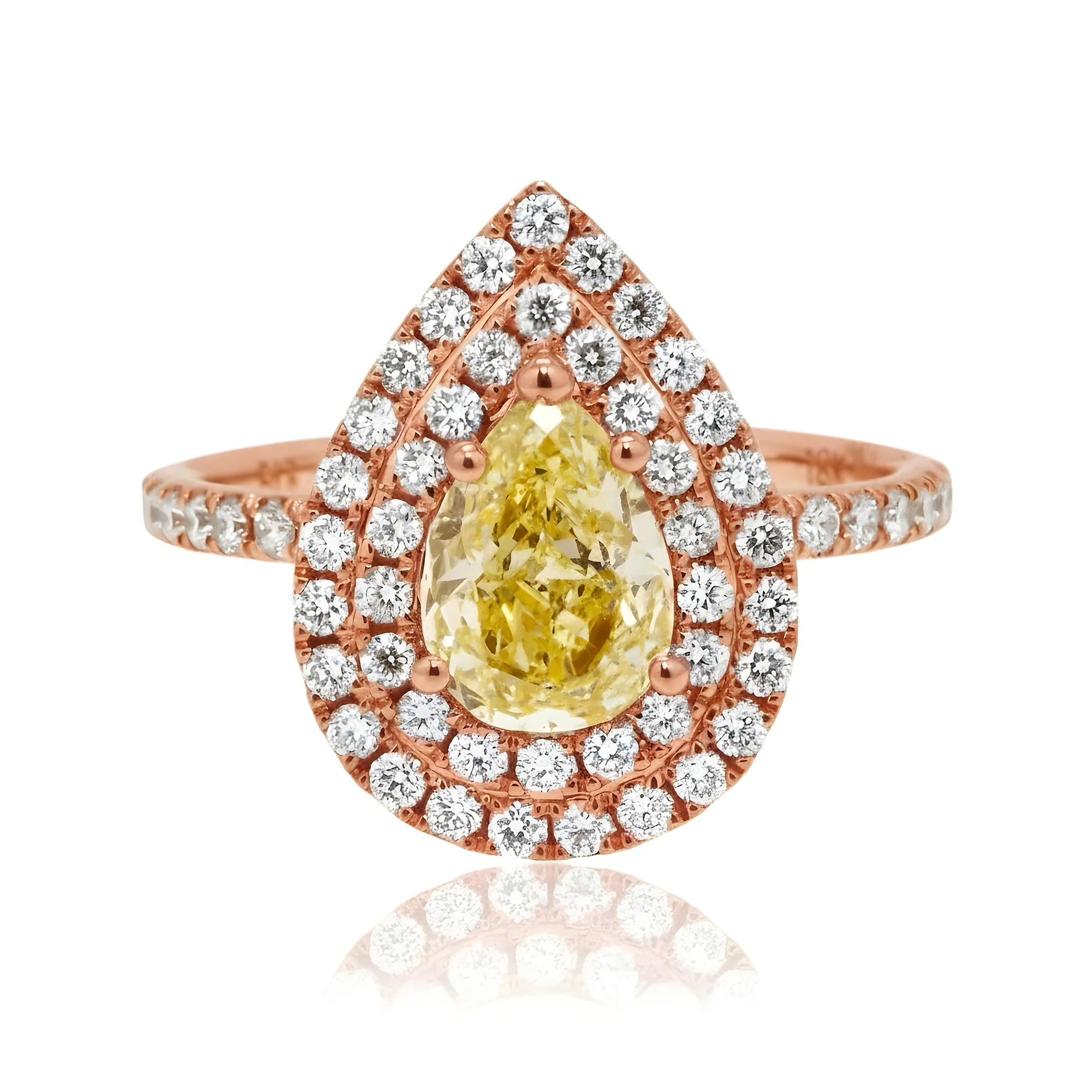 GIA 18K White Gold 1.03ct Pear Cut Fancy Yellow Diamond Ring 1.73ctw - Image 10