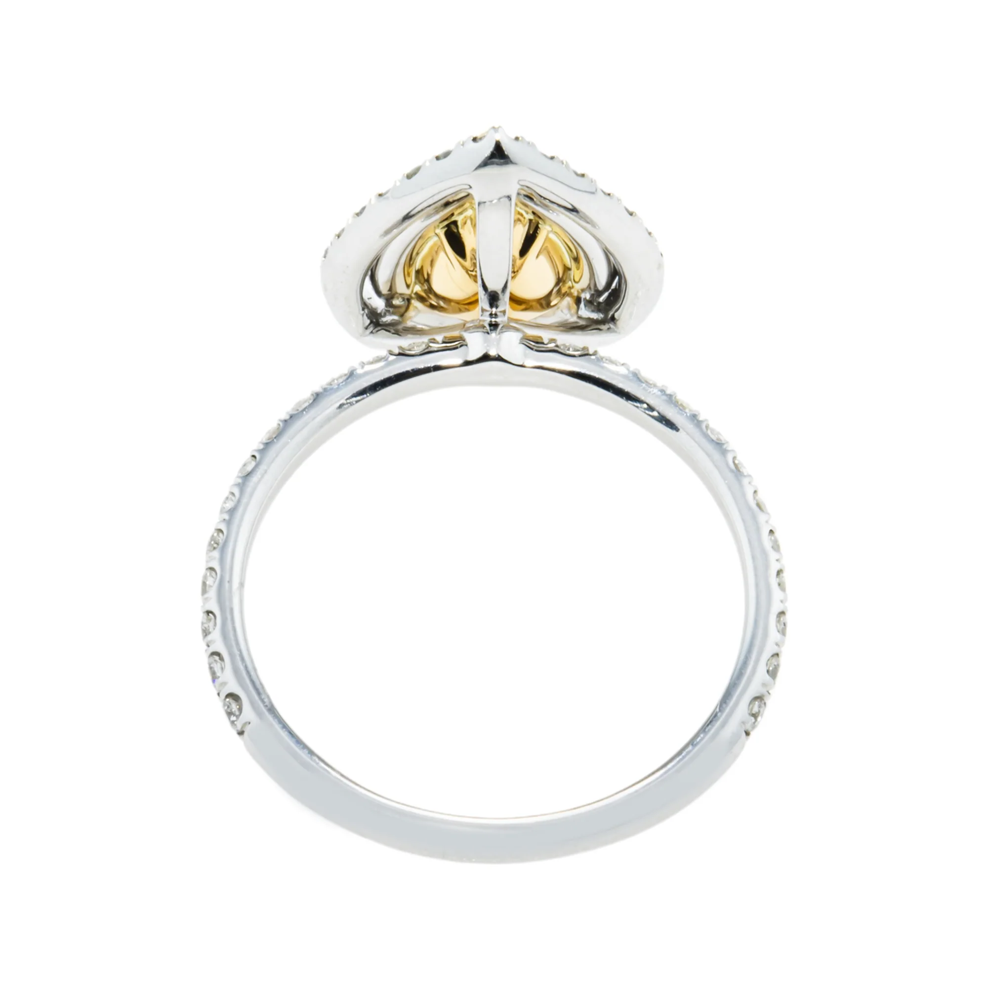 GIA 18K White Gold 1.03ct Pear Cut Fancy Yellow Diamond Ring 1.73ctw - Image 5