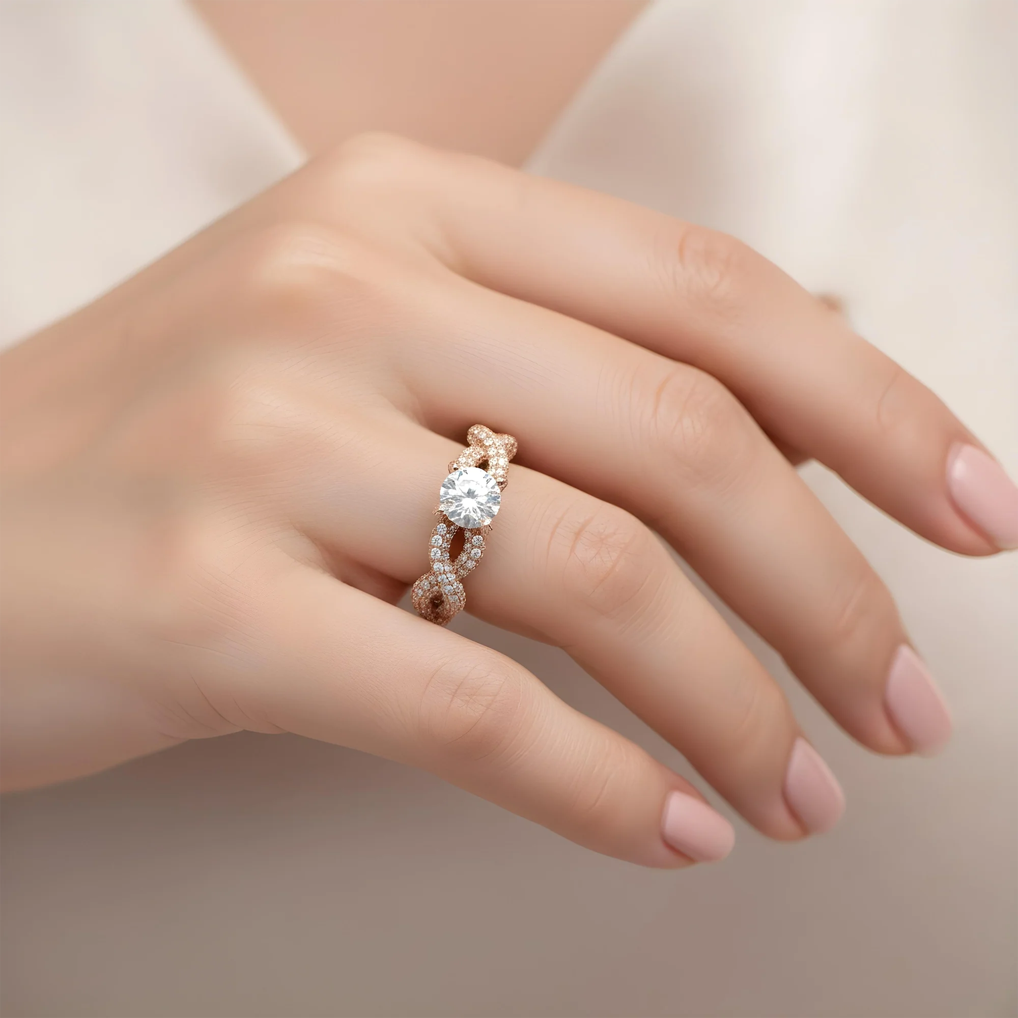 GIA 18K White Gold 1.50ct Round Diamond Infinity Twist Engagement Ring 4.73ctw - Image 11