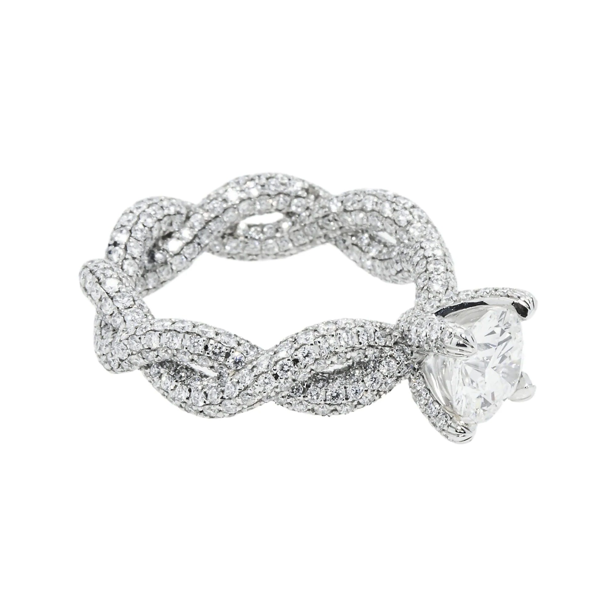 GIA 18K White Gold 1.50ct Round Diamond Infinity Twist Engagement Ring 4.73ctw - Image 4