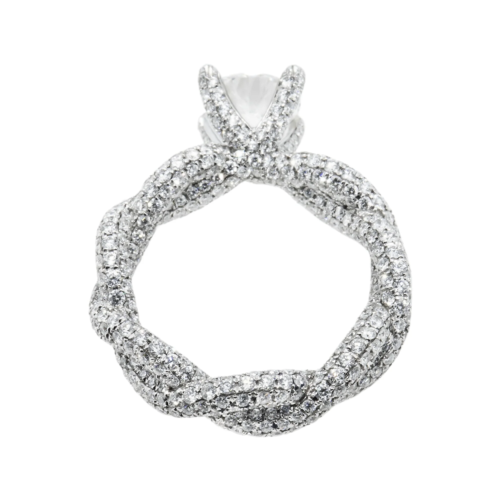 GIA 18K White Gold 1.50ct Round Diamond Infinity Twist Engagement Ring 4.73ctw - Image 5