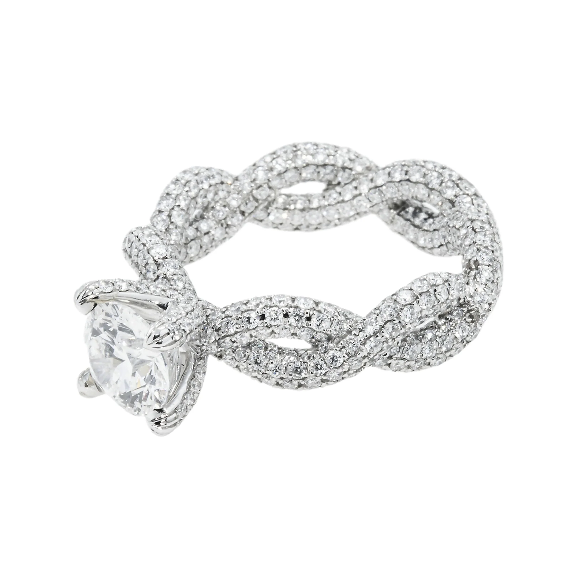 GIA 18K White Gold 1.50ct Round Diamond Infinity Twist Engagement Ring 4.73ctw - Image 6
