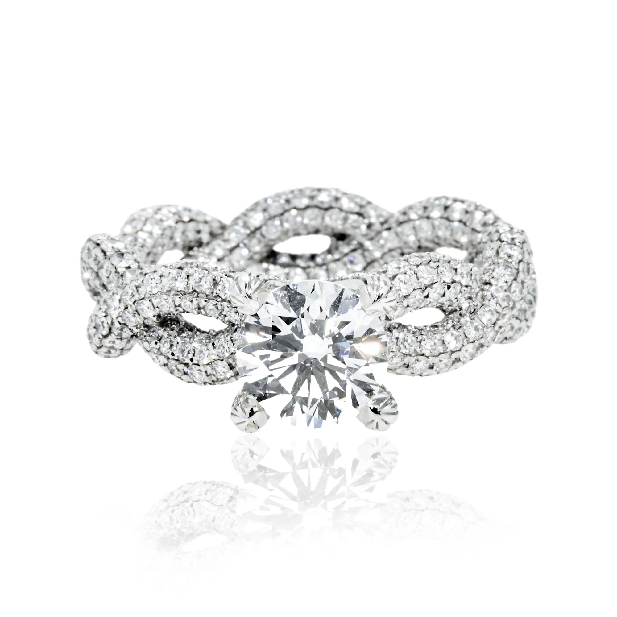 GIA 18K White Gold 1.50ct Round Diamond Infinity Twist Engagement Ring 4.73ctw - Image 7