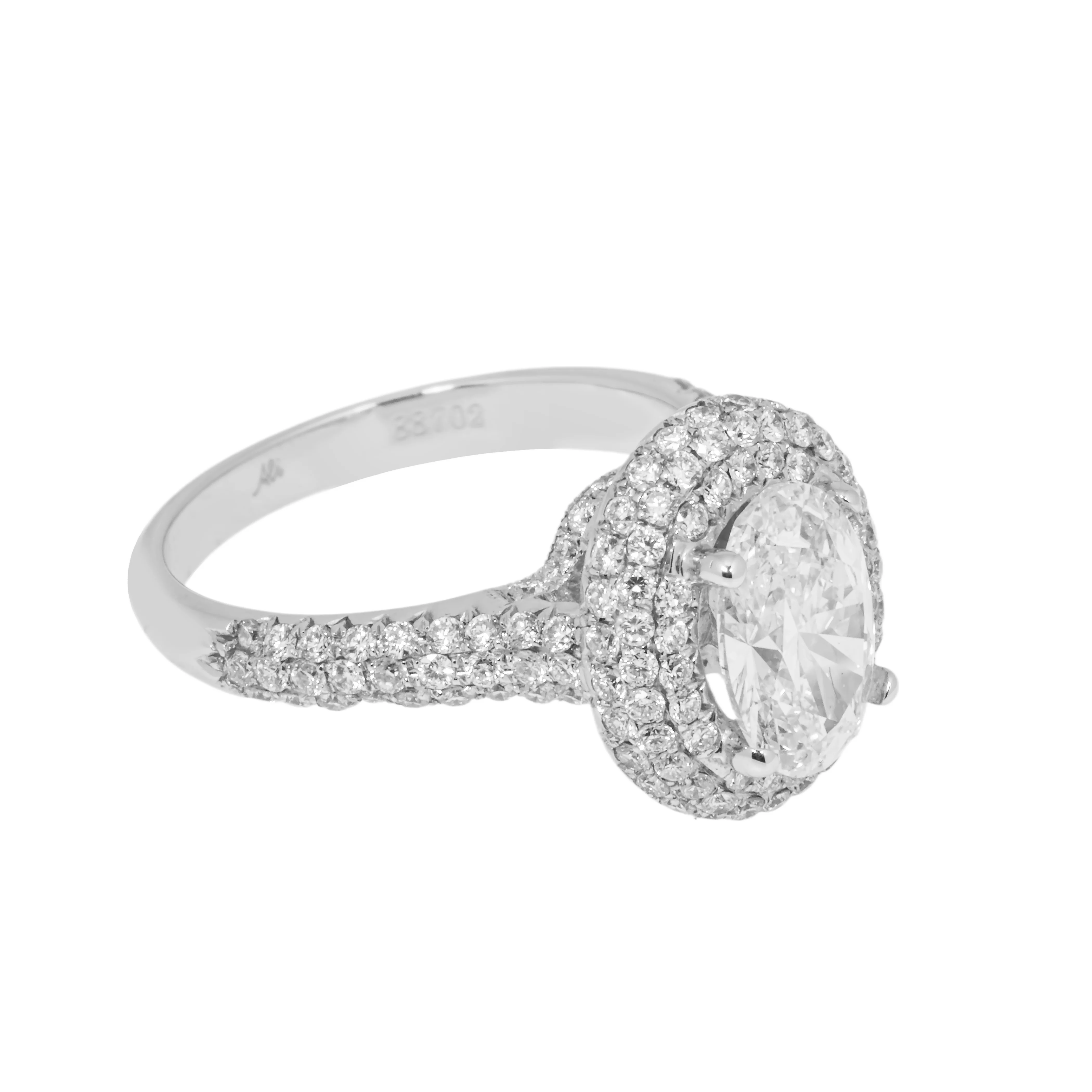 GIA 18K White Gold 1.52 Oval Cut Diamond Engagement Ring 2.58ctw - Image 4