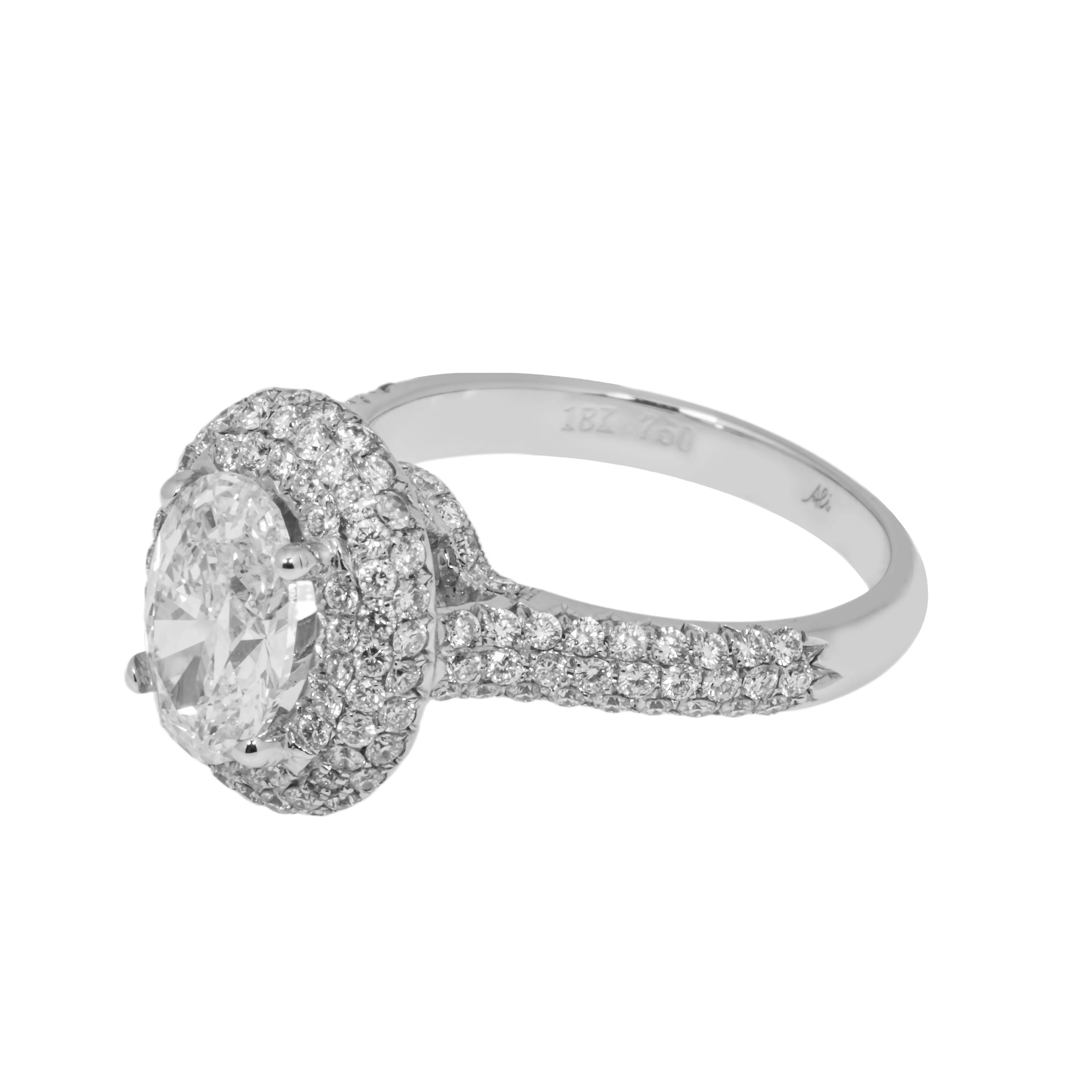 GIA 18K White Gold 1.52 Oval Cut Diamond Engagement Ring 2.58ctw - Image 6