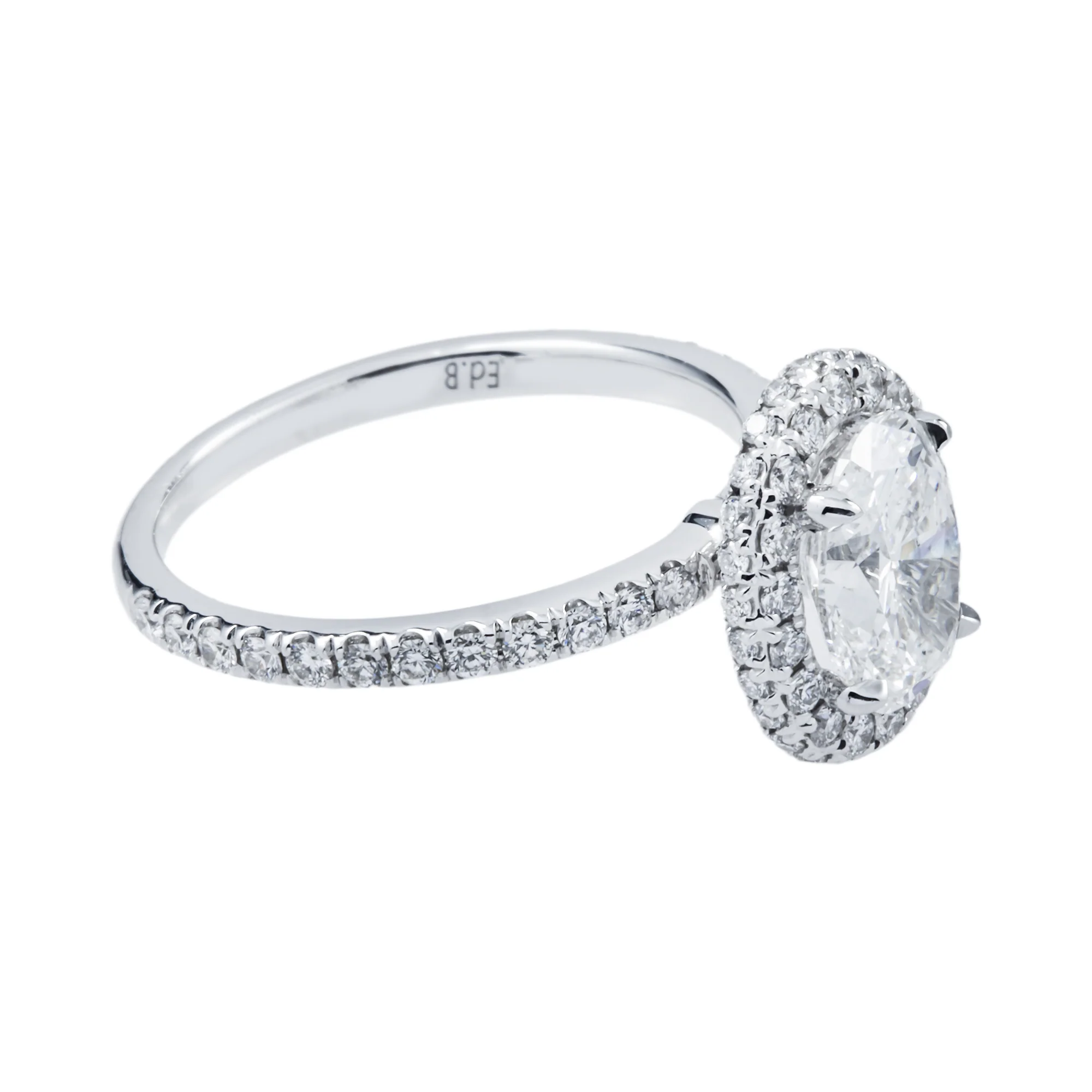 GIA 18K White Gold 1.55ct Oval Cut Diamond Engagement Ring 2.27ctw - Image 3