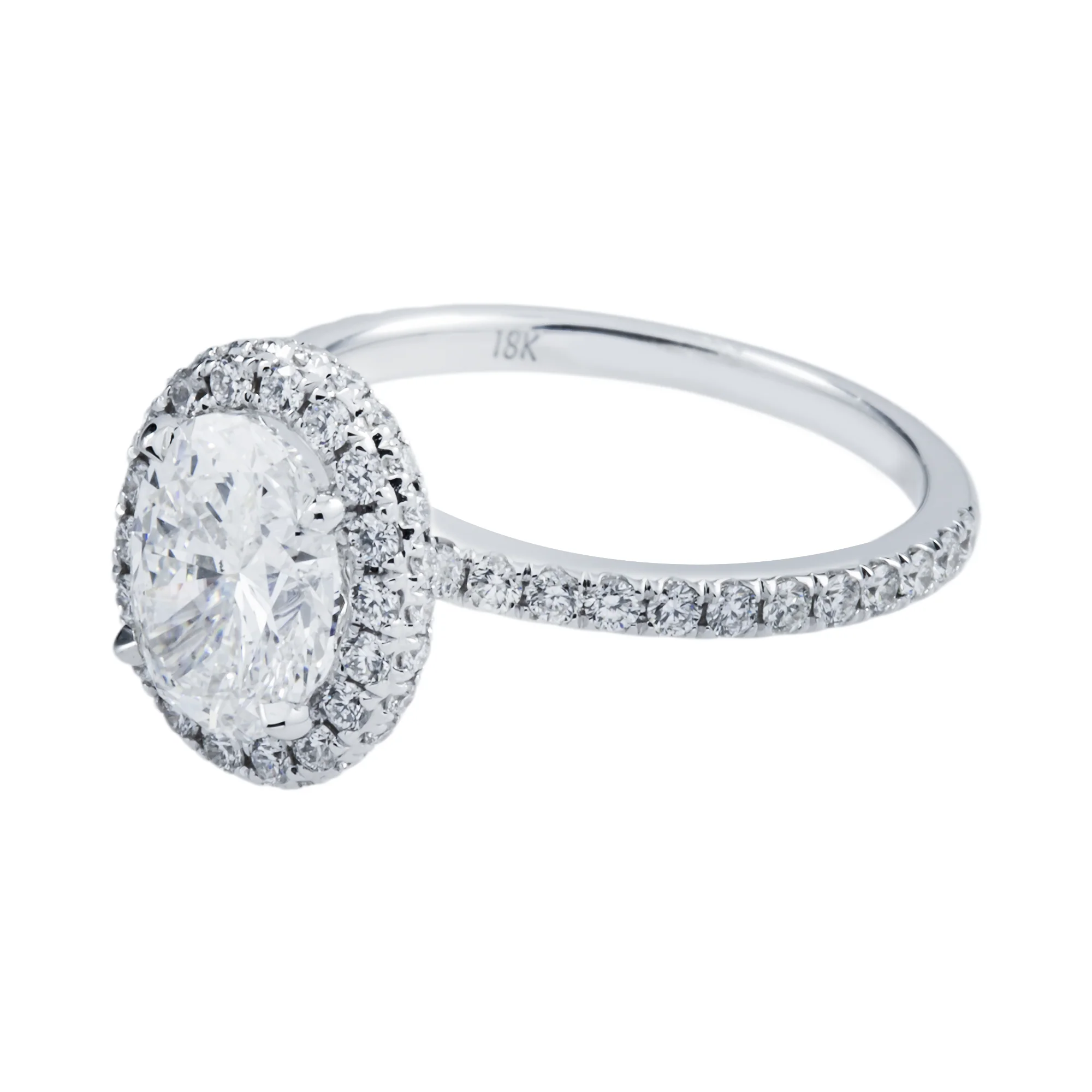 GIA 18K White Gold 1.55ct Oval Cut Diamond Engagement Ring 2.27ctw - Image 5