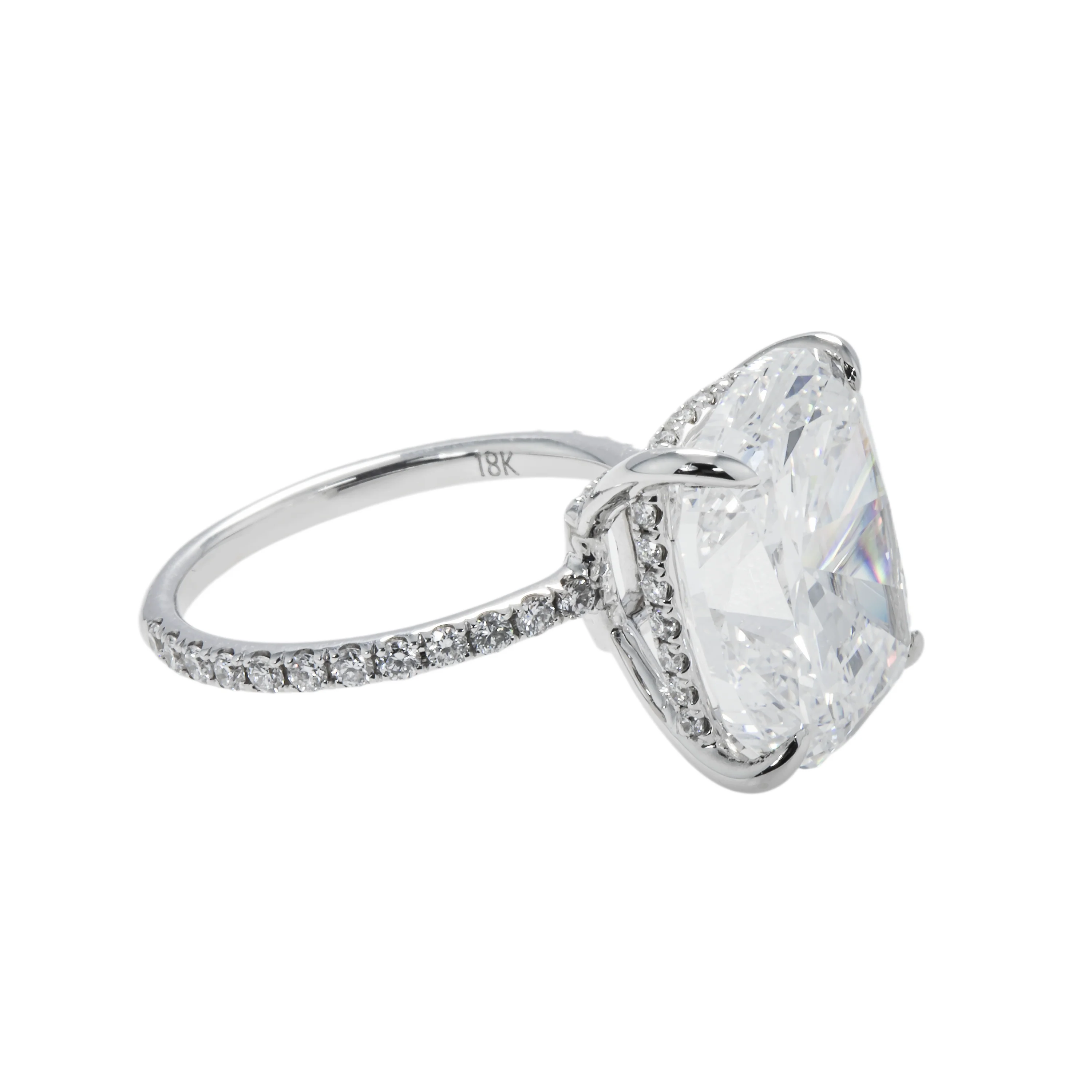 GIA 18K White Gold 10.01ct Cushion Cut Diamond Engagement Ring 10.61ct - Image 4