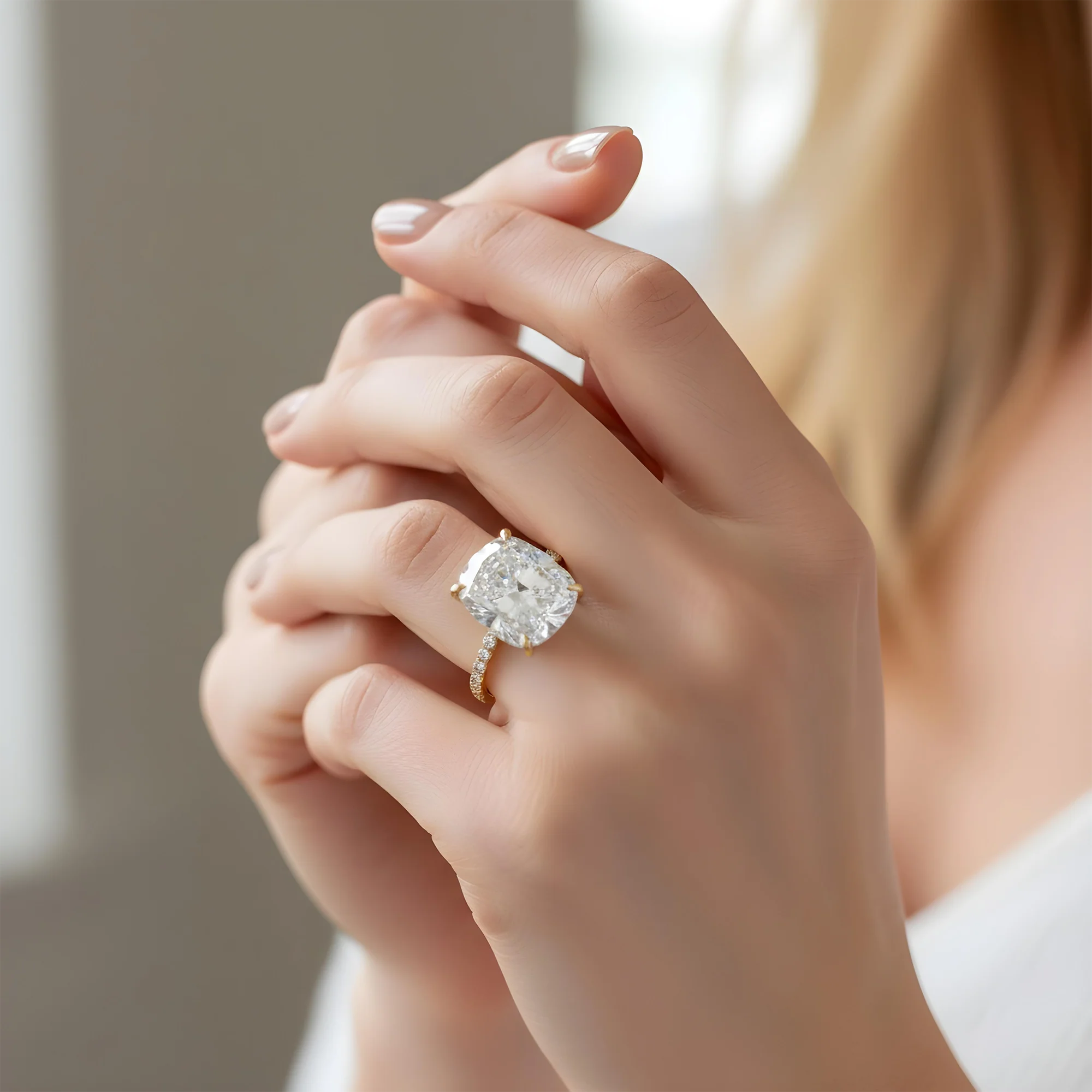 GIA 18K White Gold 10.01ct Cushion Cut Diamond Engagement Ring 10.61ct - Image 8