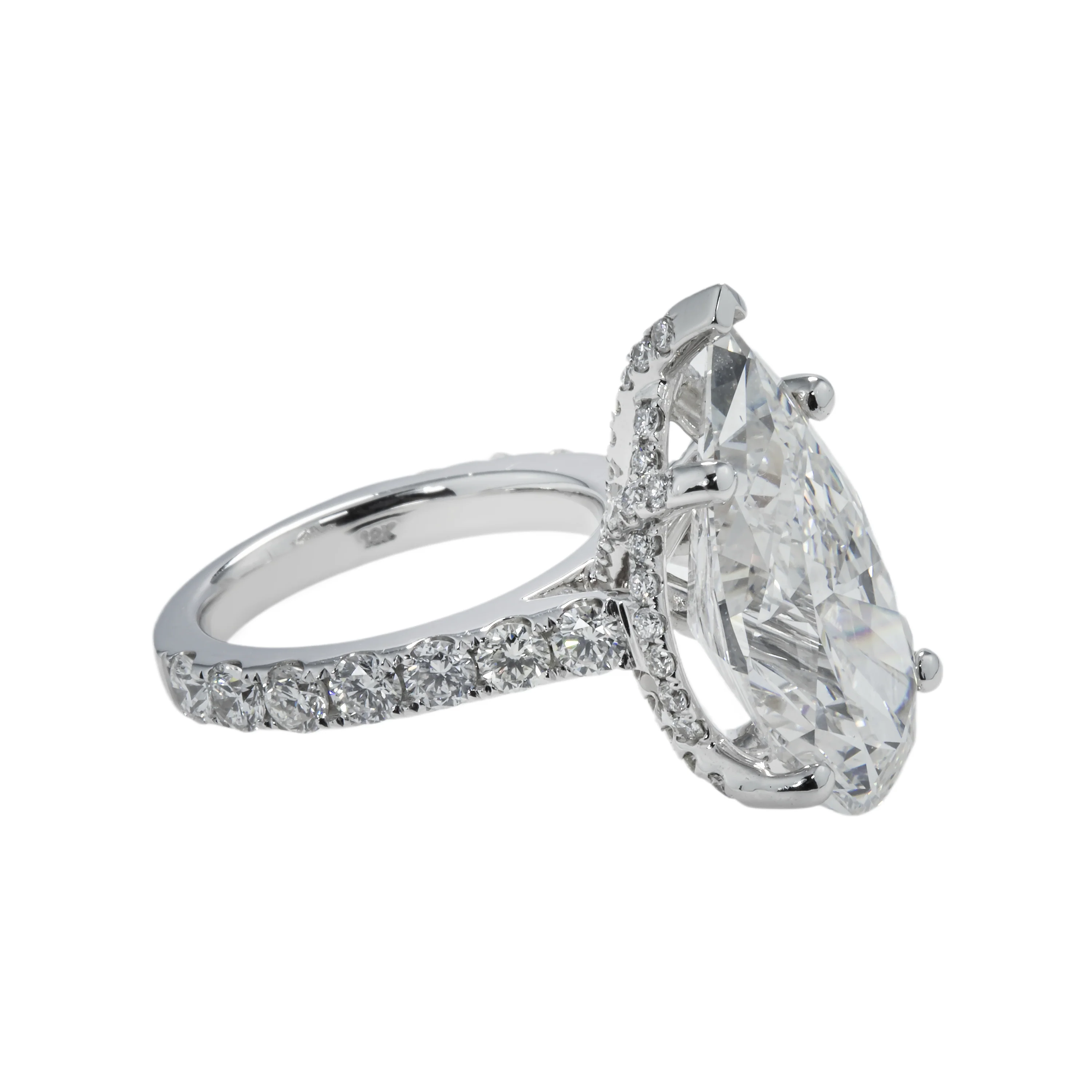 GIA 18K White Gold 11.72ct Pear Cut Diamond Engagement Ring 14.05ctw - Image 4