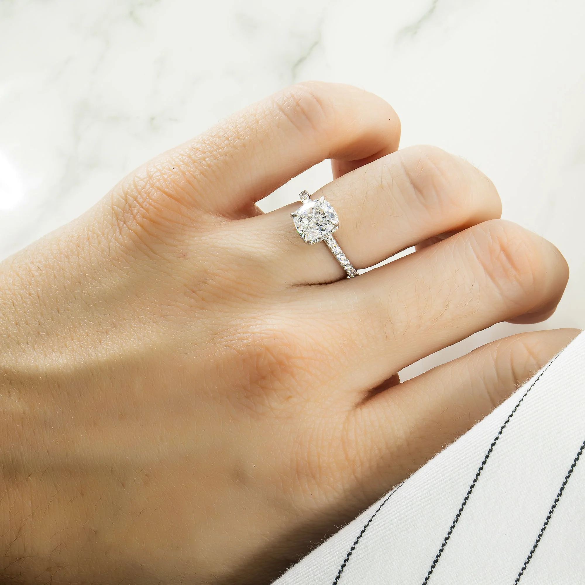 GIA 18K White Gold 2.01ct Cushion Cut Diamond Engagement Ring 2.43ctw - Image 3