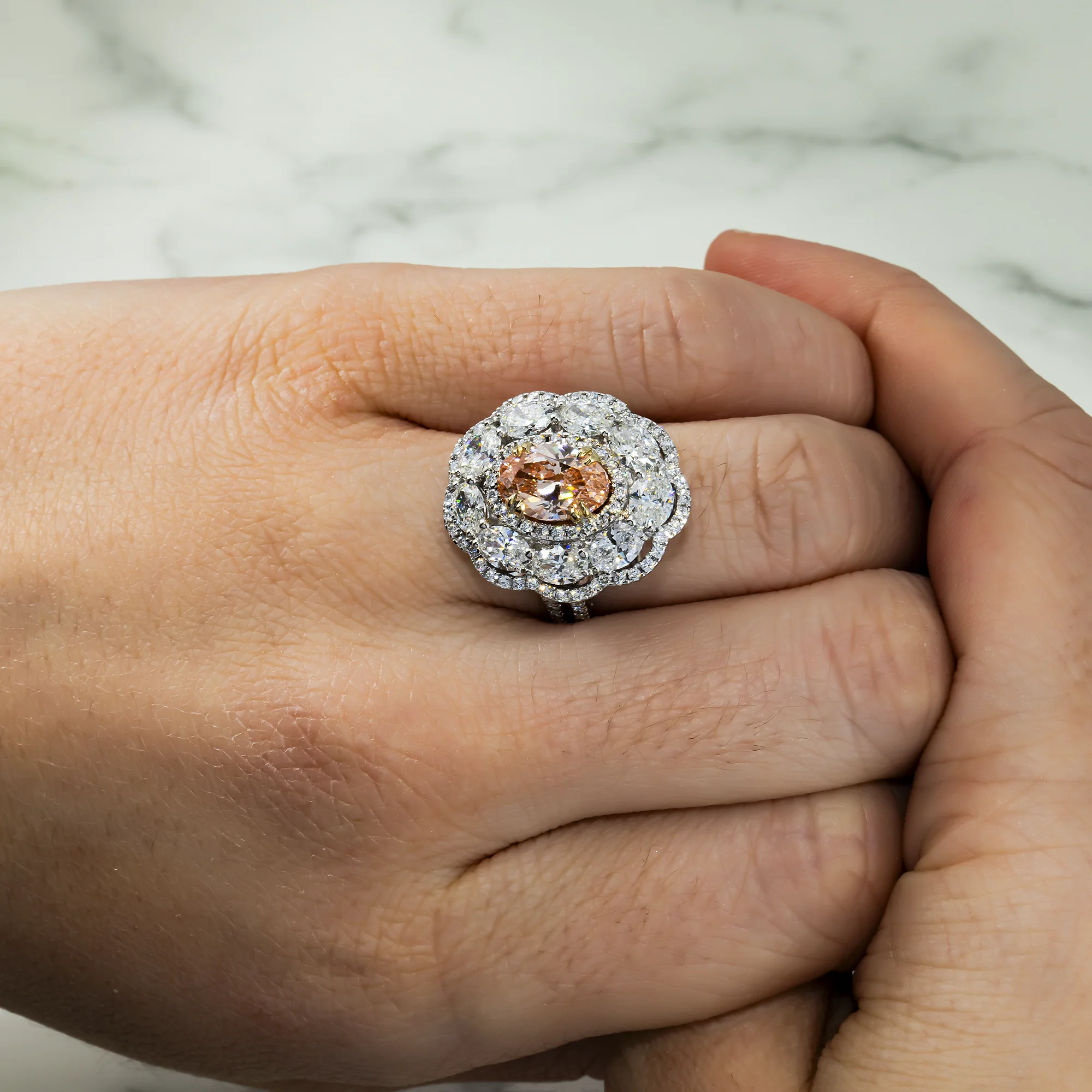 GIA 18K White Gold 2.02ct Oval Cut Fancy Intense Pink Diamond Ring 5.75ctw - Image 3
