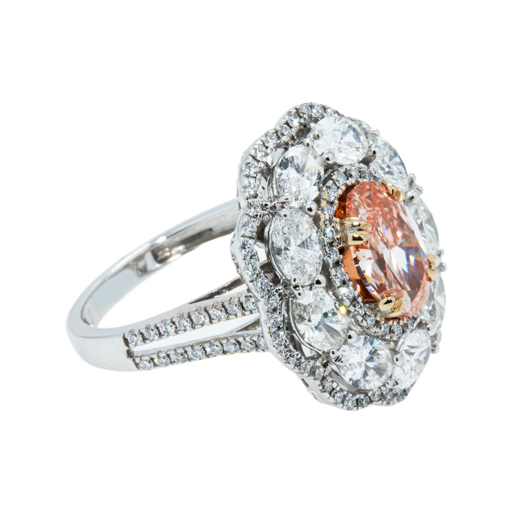 GIA 18K White Gold 2.02ct Oval Cut Fancy Intense Pink Diamond Ring 5.75ctw - Image 4