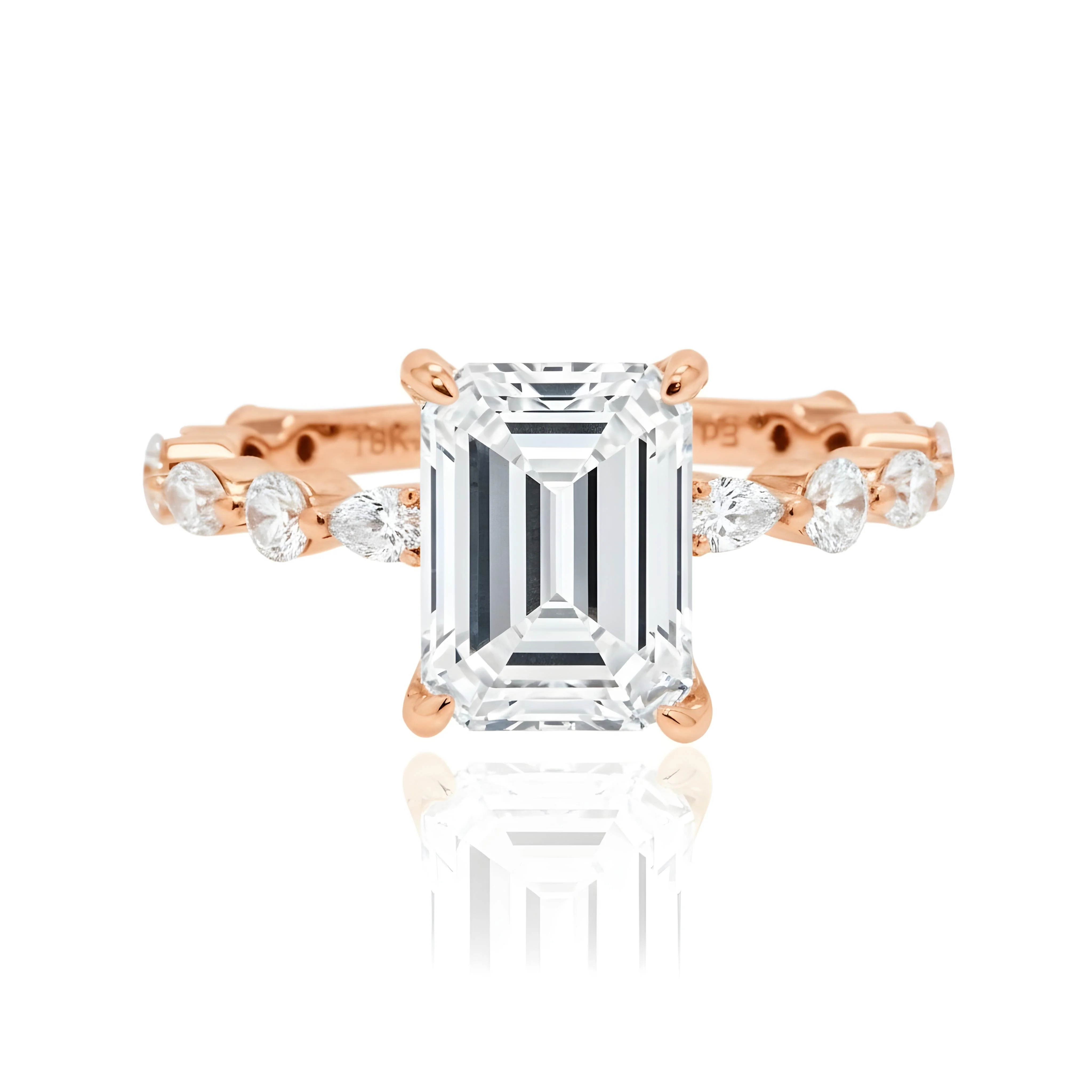 GIA 18K White Gold 3.01ct Emerald Cut Diamond Engagement Ring 3.93ctw - Image 10