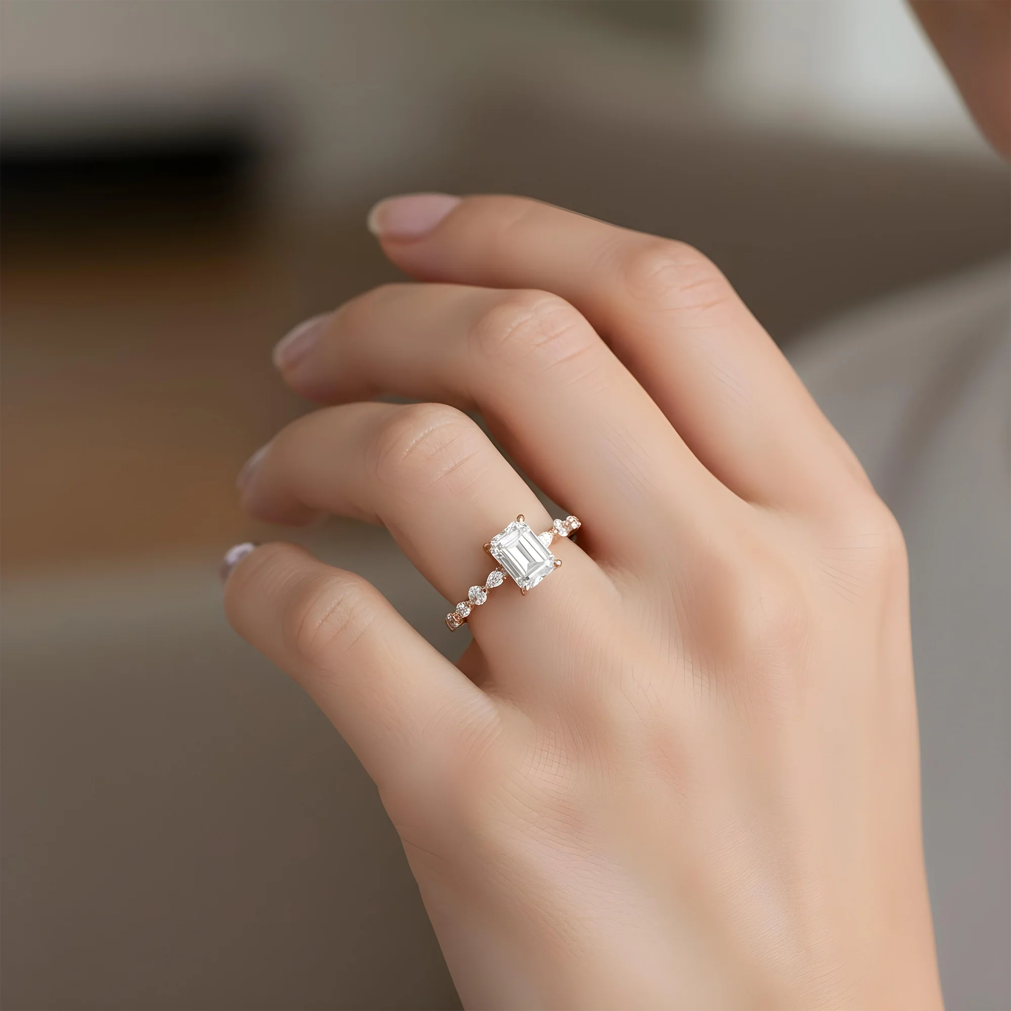 GIA 18K White Gold 3.01ct Emerald Cut Diamond Engagement Ring 3.93ctw - Image 11