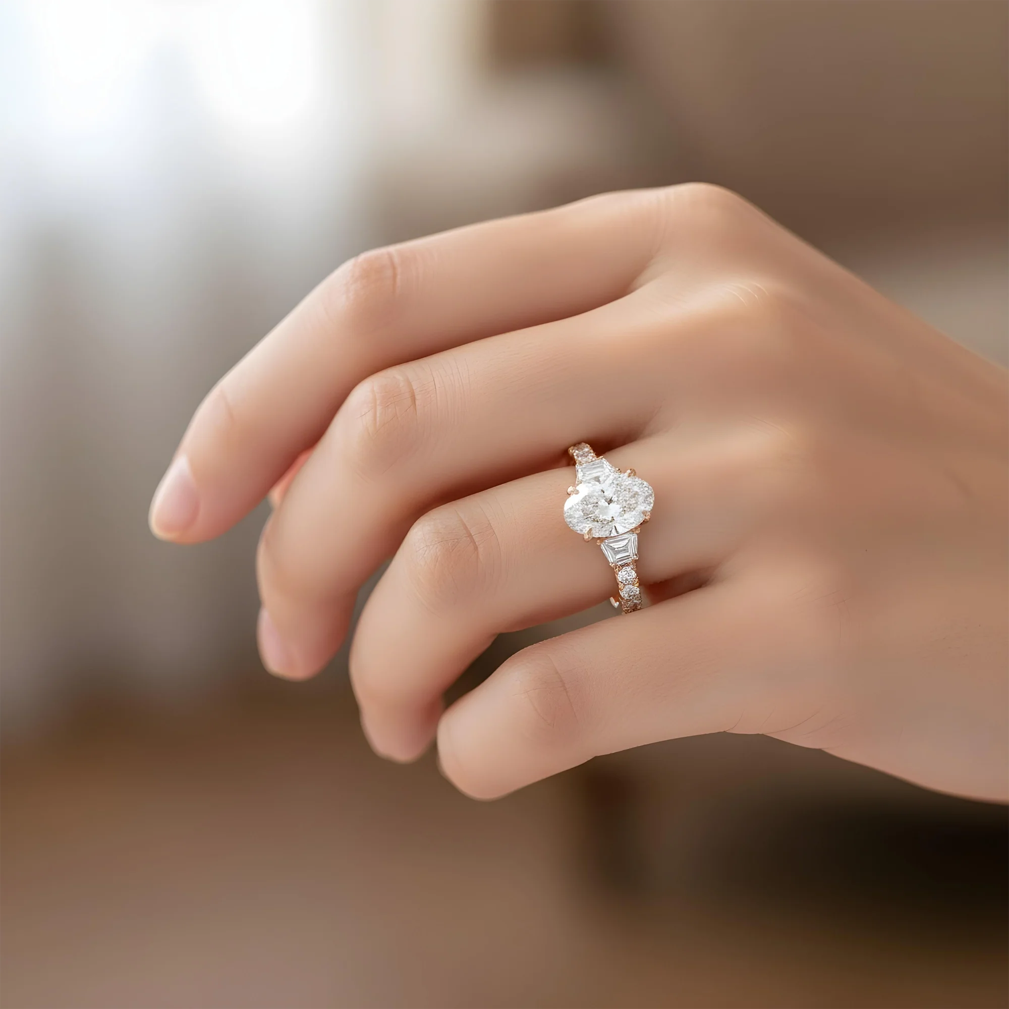GIA 18K White Gold 3.03 Oval Cut Triple Diamond Engagement Ring 4.18ctw - Image 10