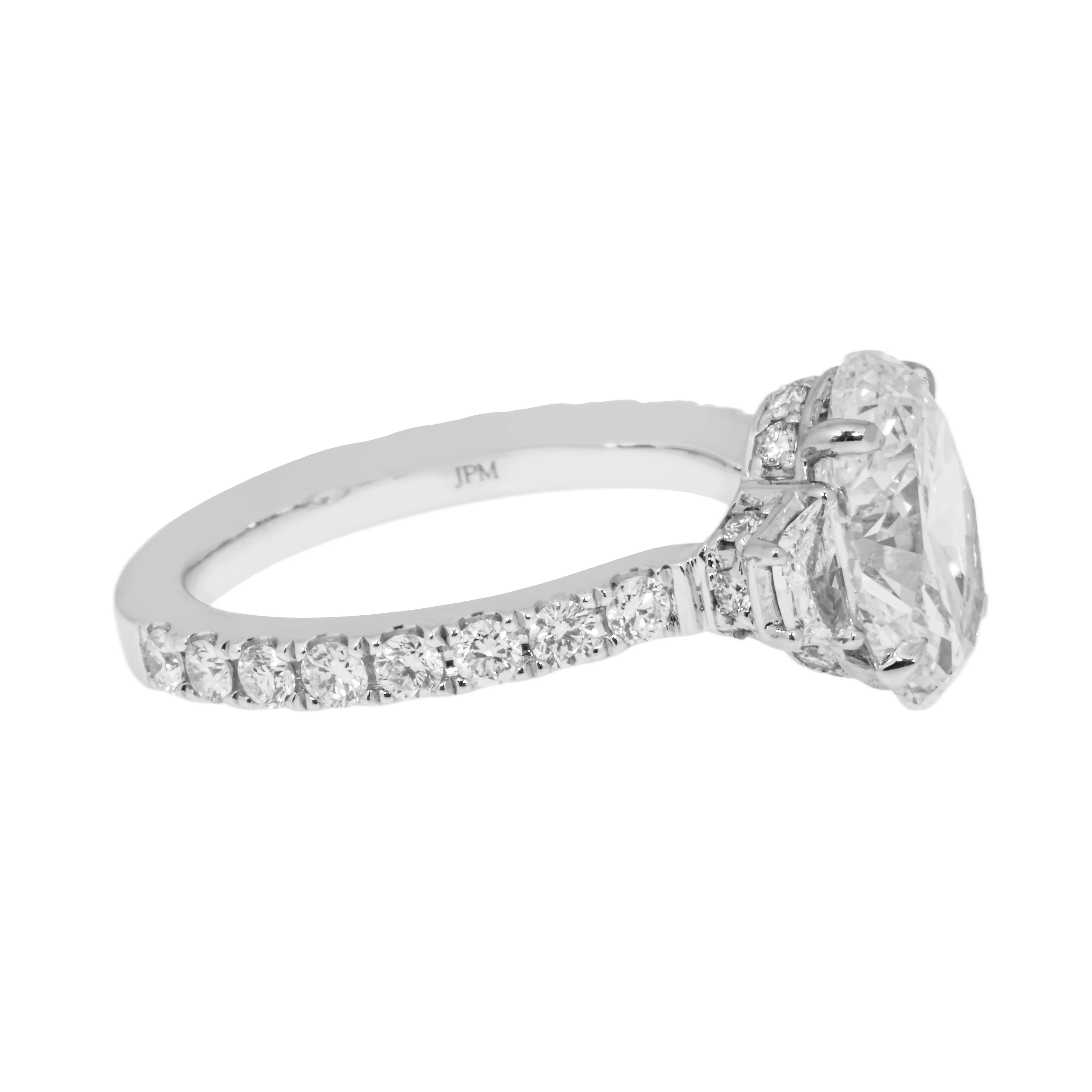 GIA 18K White Gold 3.03 Oval Cut Triple Diamond Engagement Ring 4.18ctw - Image 4