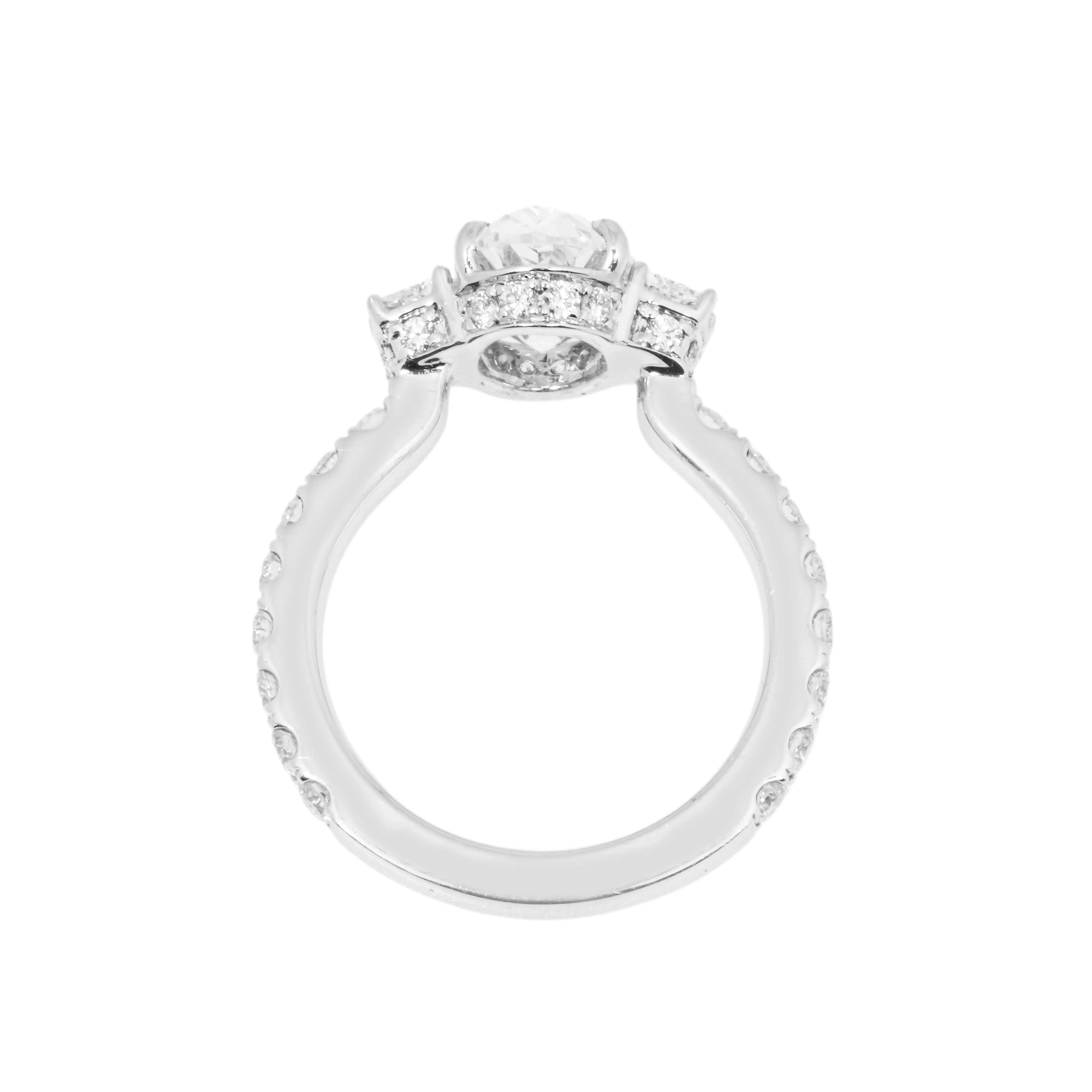GIA 18K White Gold 3.03 Oval Cut Triple Diamond Engagement Ring 4.18ctw - Image 6