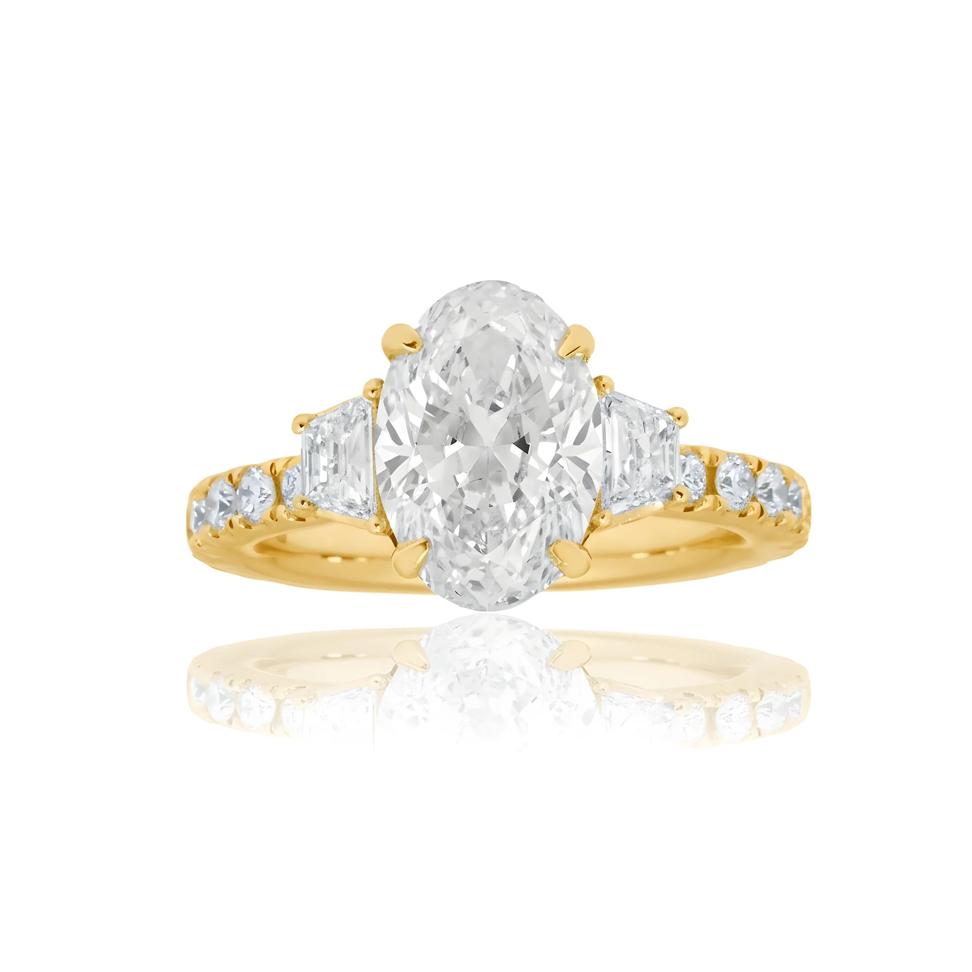 GIA 18K White Gold 3.03 Oval Cut Triple Diamond Engagement Ring 4.18ctw - Image 7