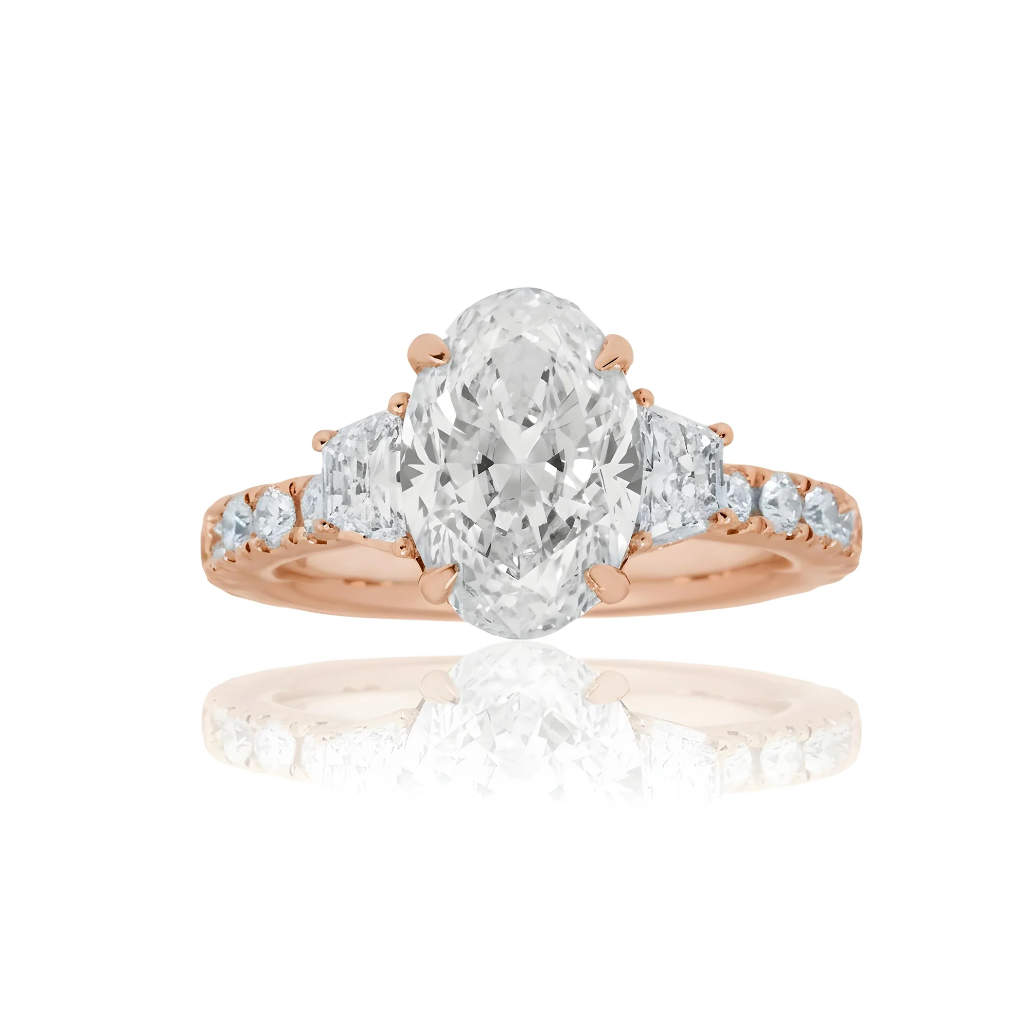 GIA 18K White Gold 3.03 Oval Cut Triple Diamond Engagement Ring 4.18ctw - Image 9