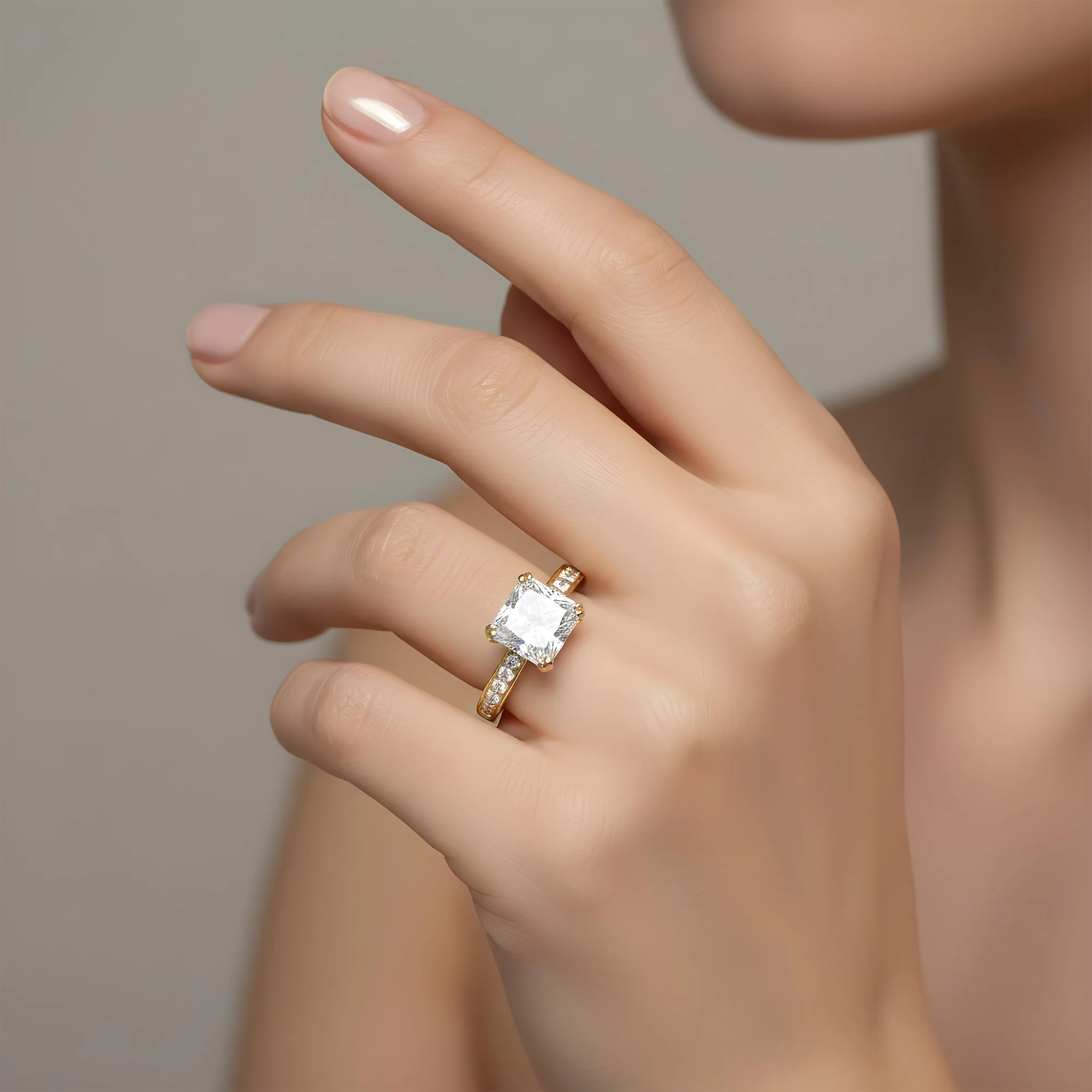 GIA 18K White Gold 3.0ct Cushion Cut Diamond Engagement Ring 3.50ctw - Image 10