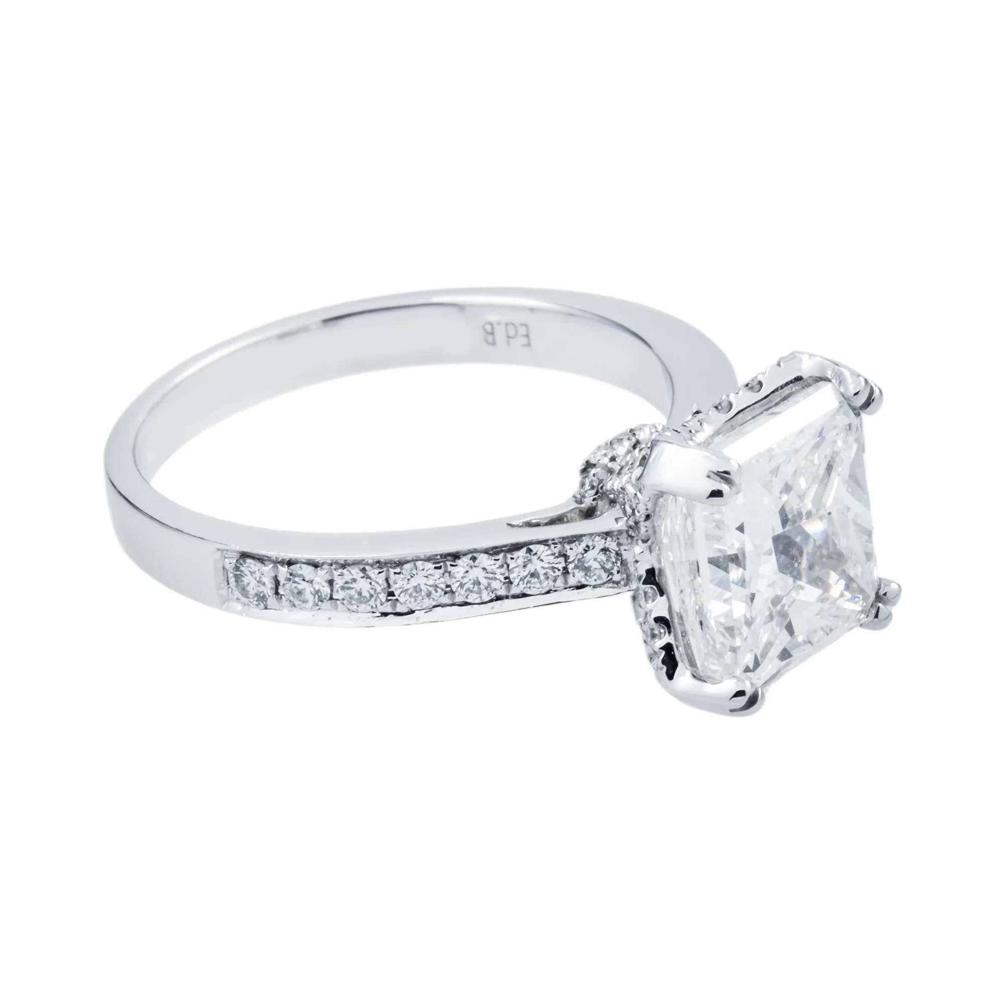 GIA 18K White Gold 3.0ct Cushion Cut Diamond Engagement Ring 3.50ctw - Image 5