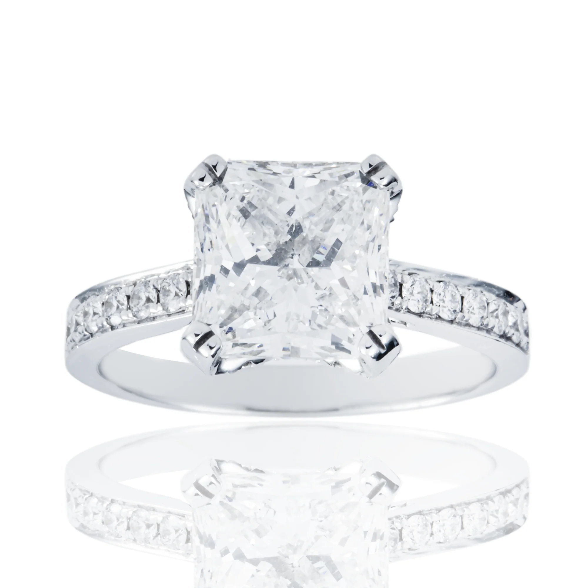 GIA 18K White Gold 3.0ct Cushion Cut Diamond Engagement Ring 3.50ctw - Image 8