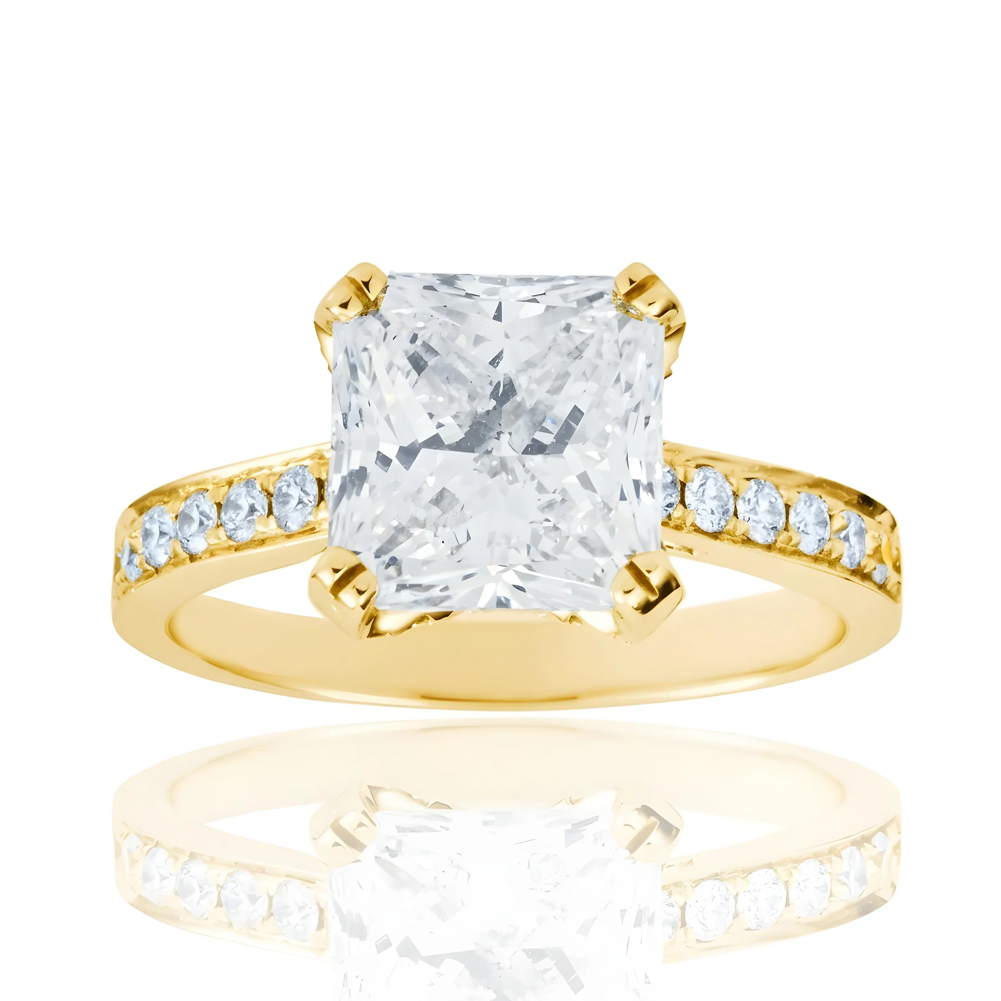 GIA 18K White Gold 3.0ct Cushion Cut Diamond Engagement Ring 3.50ctw - Image 9