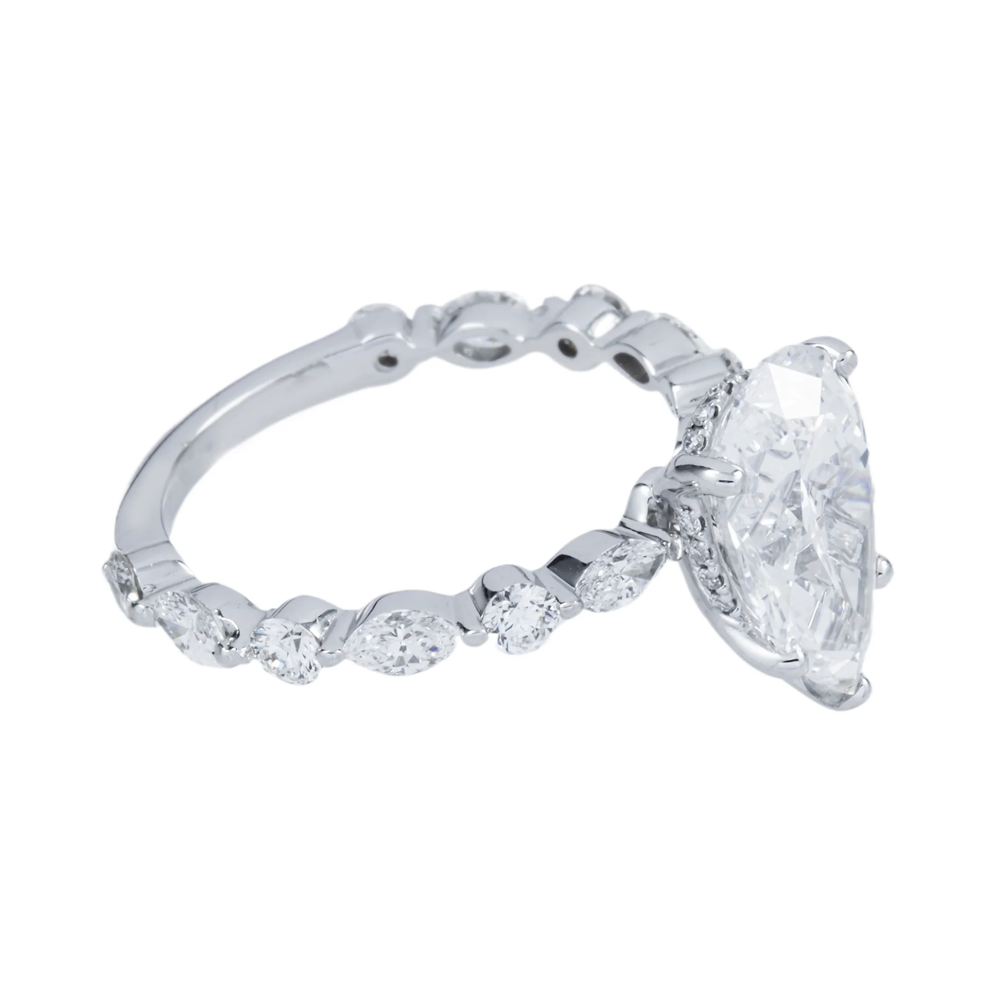 GIA 18K White Gold 3.0ct Pear Cut Diamond Engagement Ring 4.05ctw - Image 4