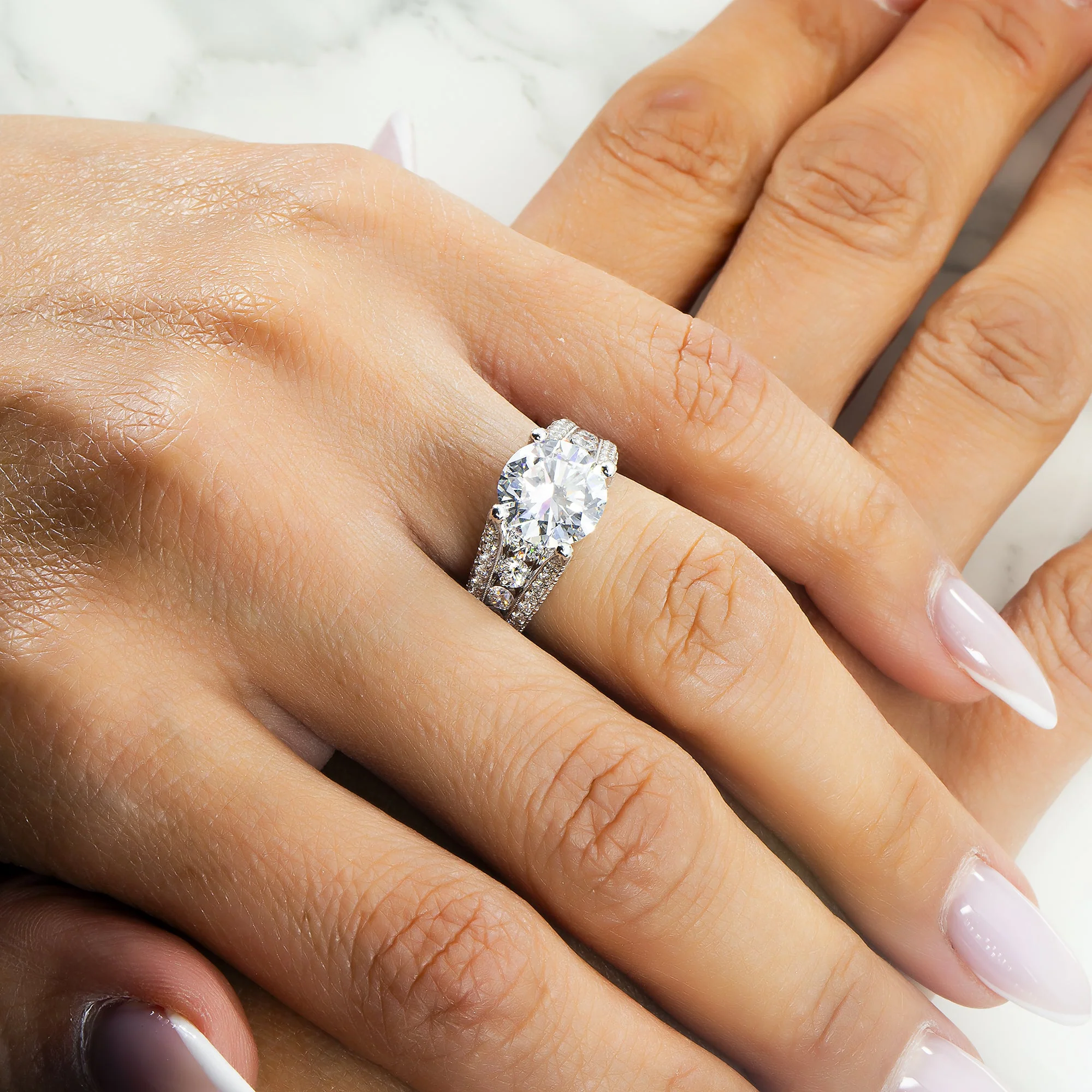 GIA 18K White Gold 3.51ct Round Diamond Engagement Ring 5.91ctw - Image 3
