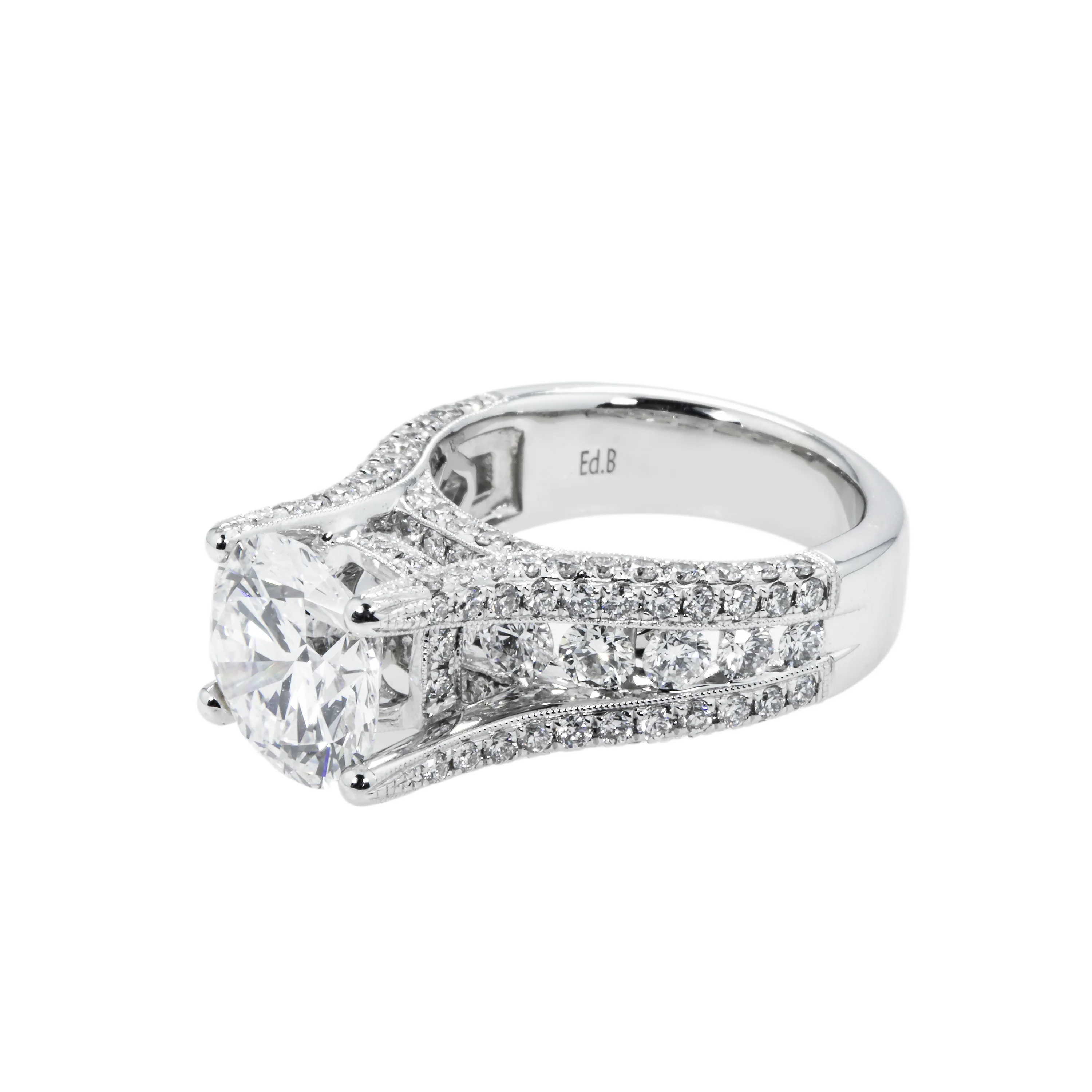 GIA 18K White Gold 3.51ct Round Diamond Engagement Ring 5.91ctw - Image 6