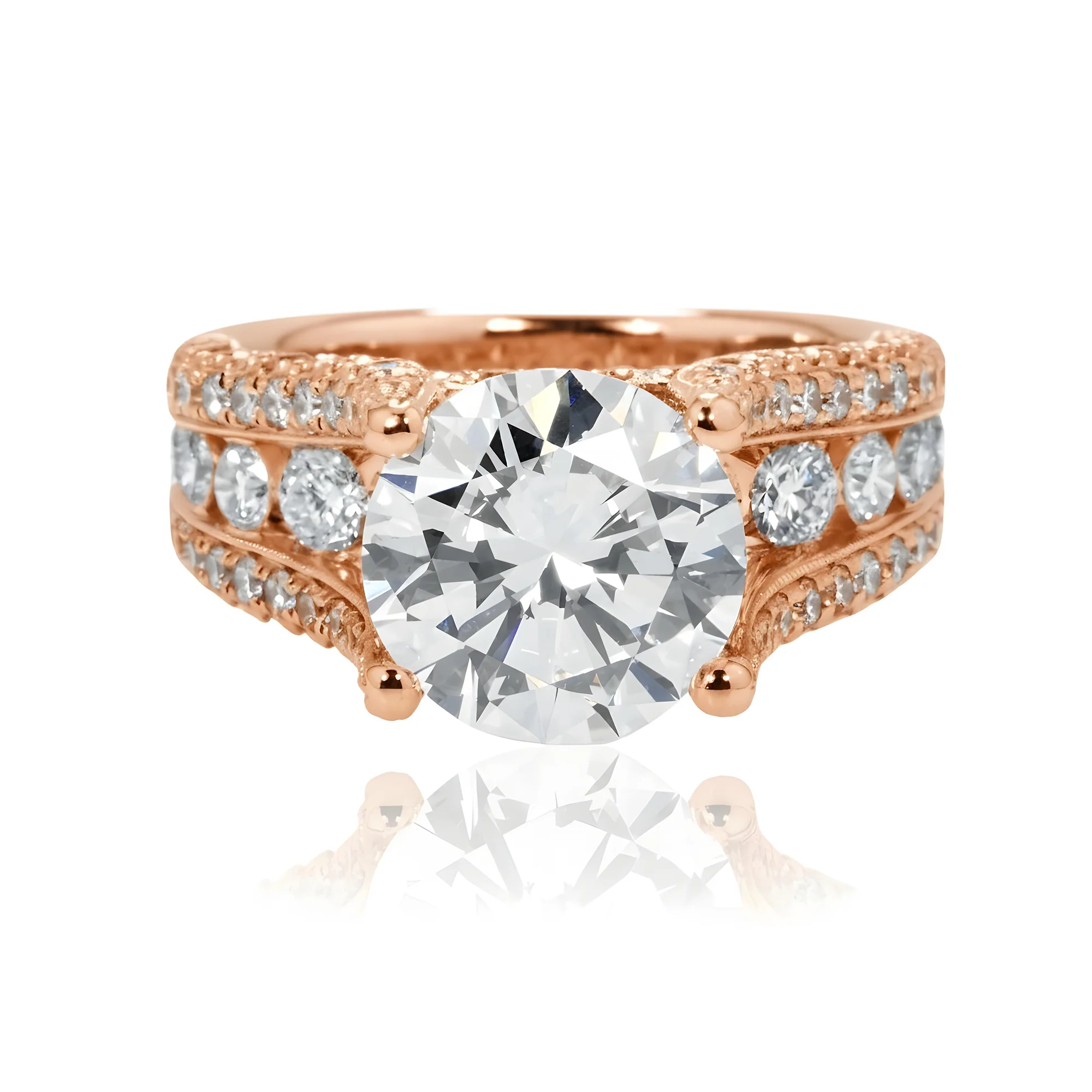 GIA 18K White Gold 3.51ct Round Diamond Engagement Ring 5.91ctw - Image 9