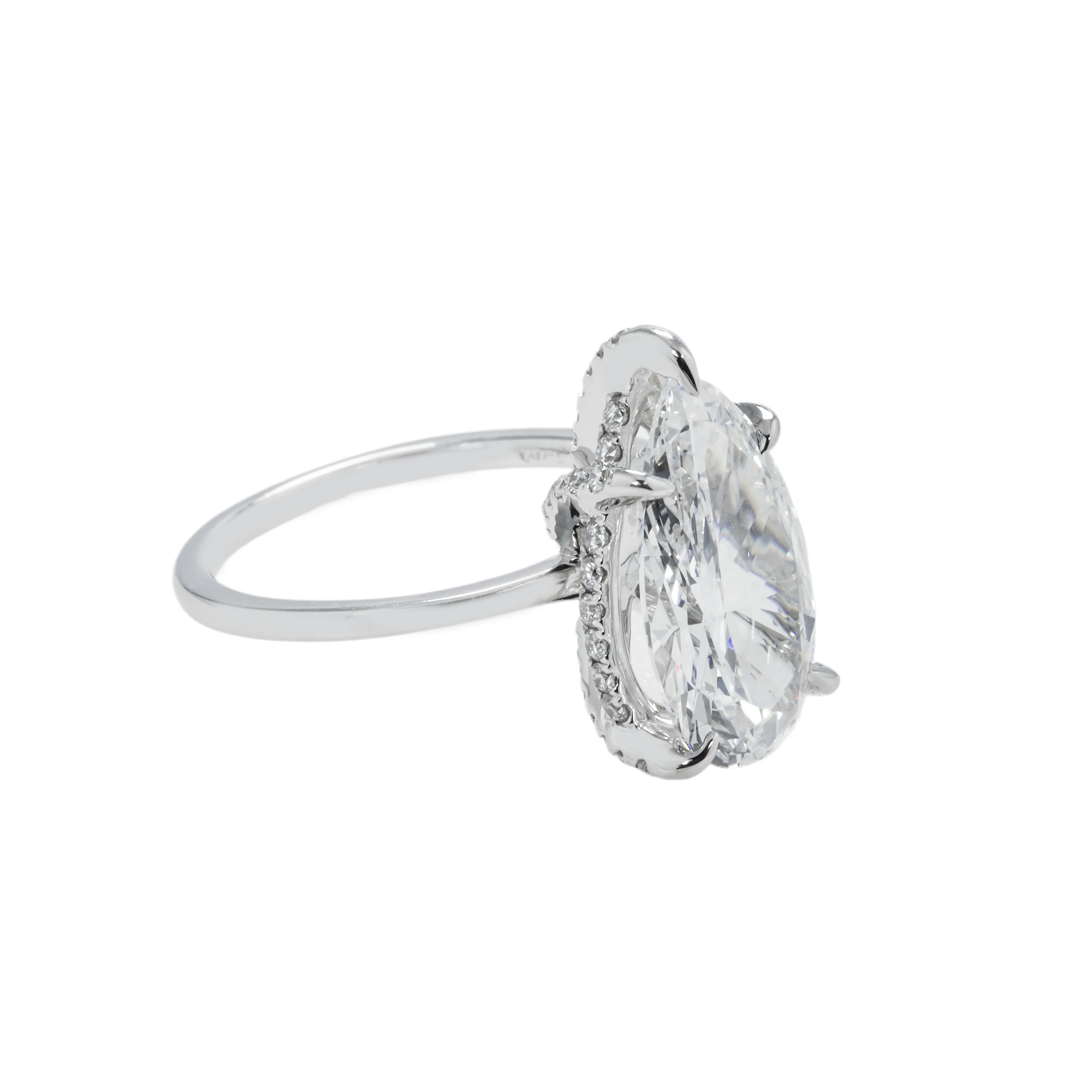 GIA 18K White Gold Solitaire 3.91ct Pear Cut Diamond Engagement Ring 4.32ctw - Image 4