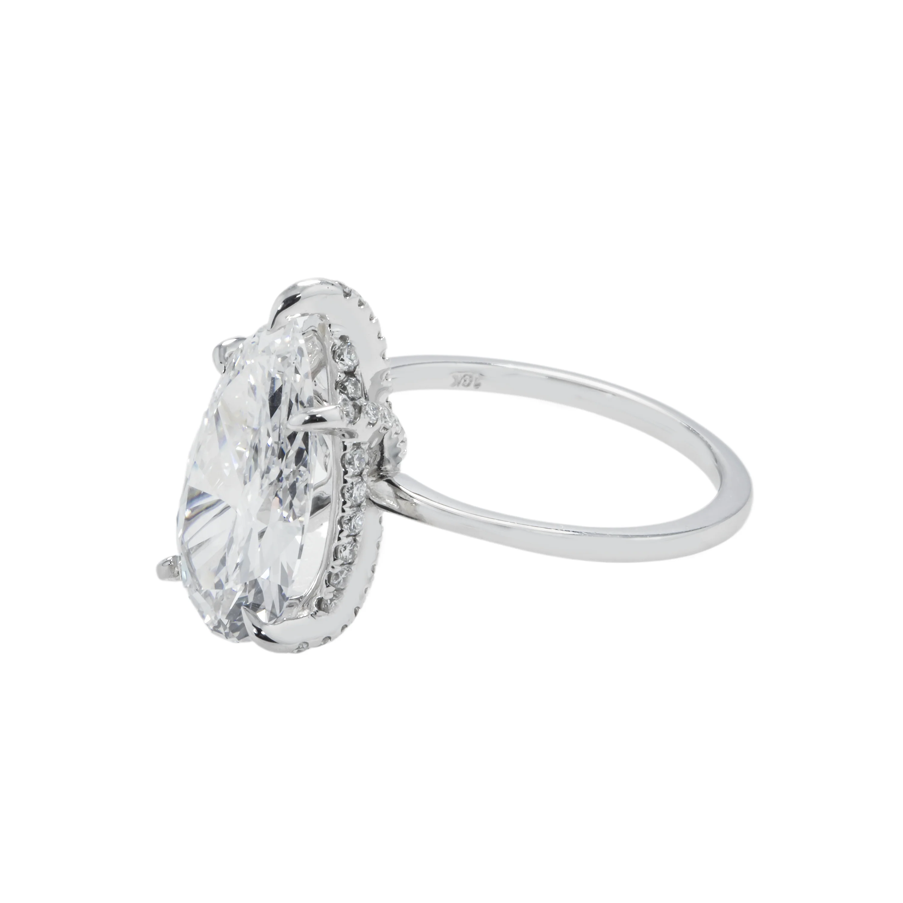 GIA 18K White Gold Solitaire 3.91ct Pear Cut Diamond Engagement Ring 4.32ctw - Image 6
