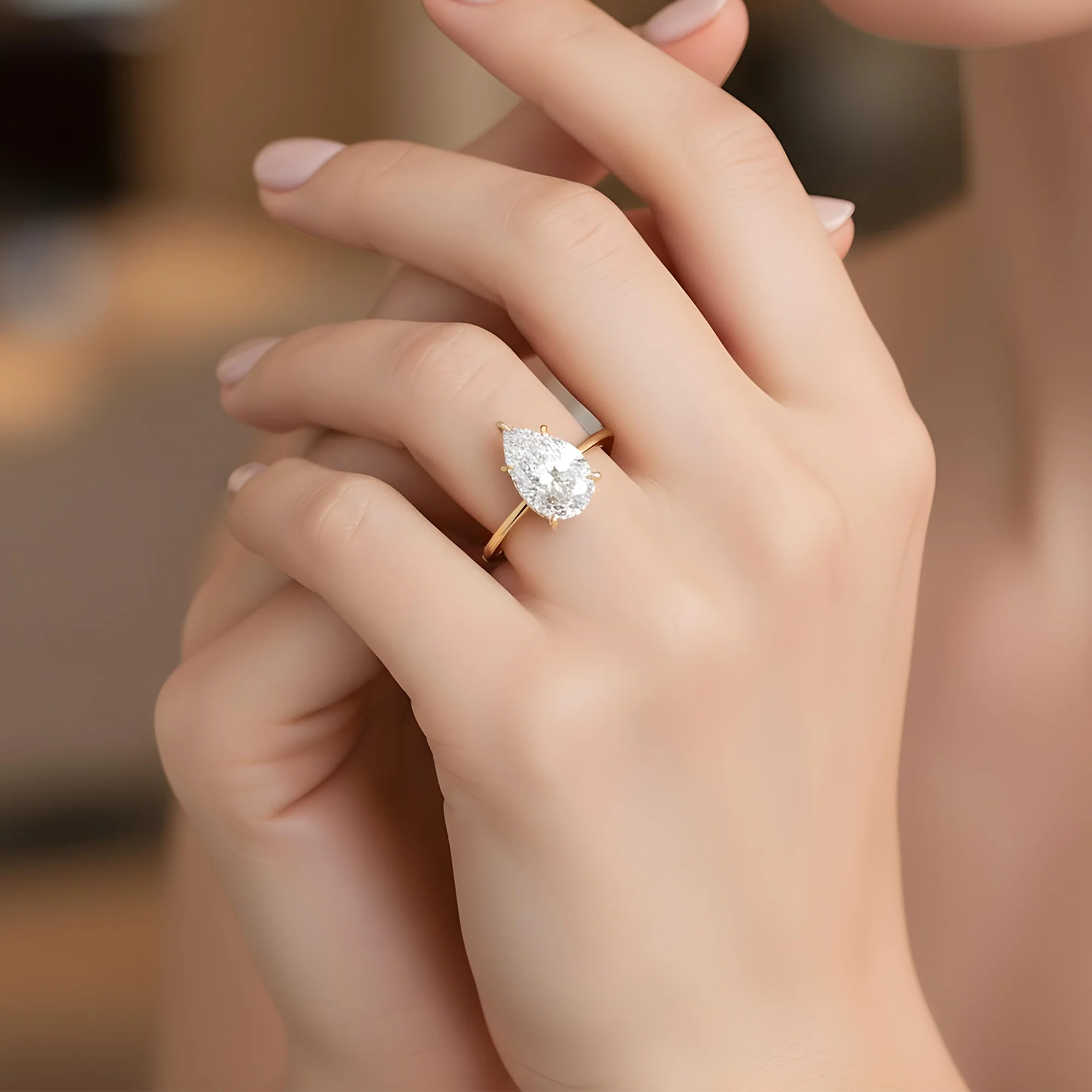 GIA 18K White Gold Solitaire 3.91ct Pear Cut Diamond Engagement Ring 4.32ctw - Image 8