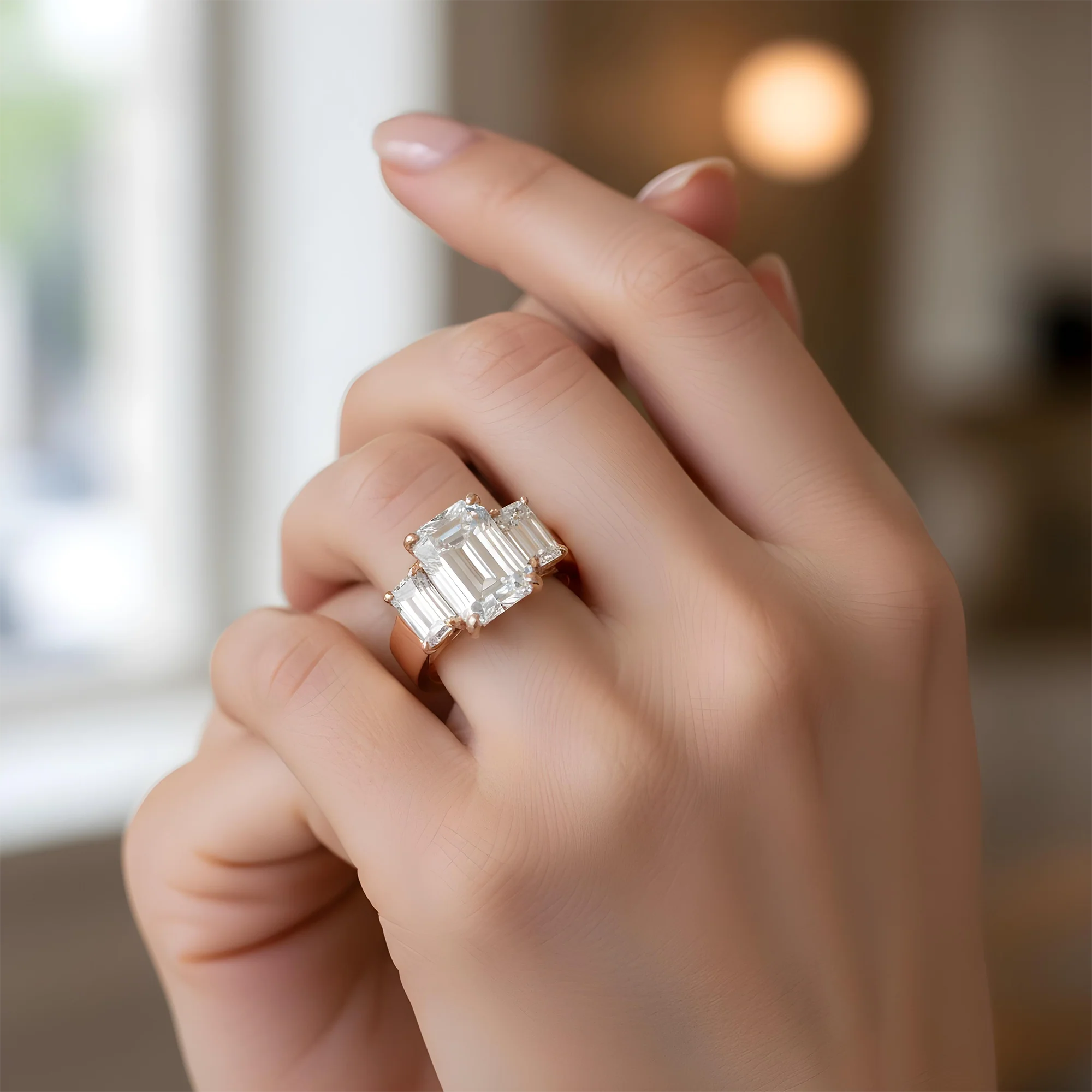 GIA 18K White Gold 4.02ct Emerald Cut Diamond Engagement Ring 5.10ctw - Image 10