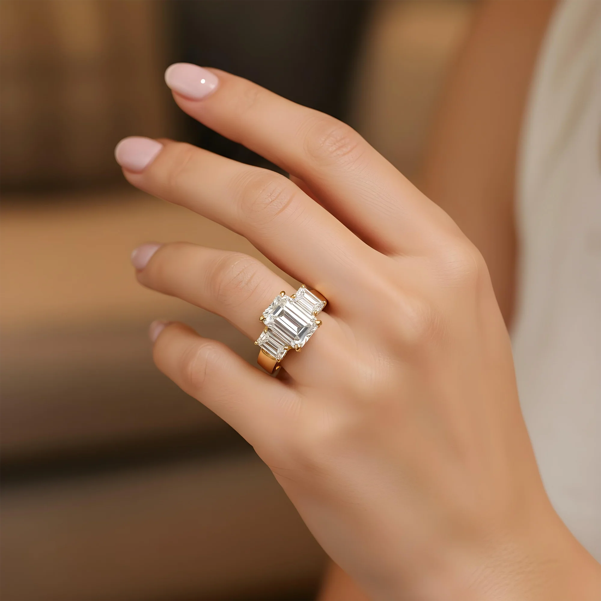 GIA 18K White Gold 4.02ct Emerald Cut Diamond Engagement Ring 5.10ctw - Image 8