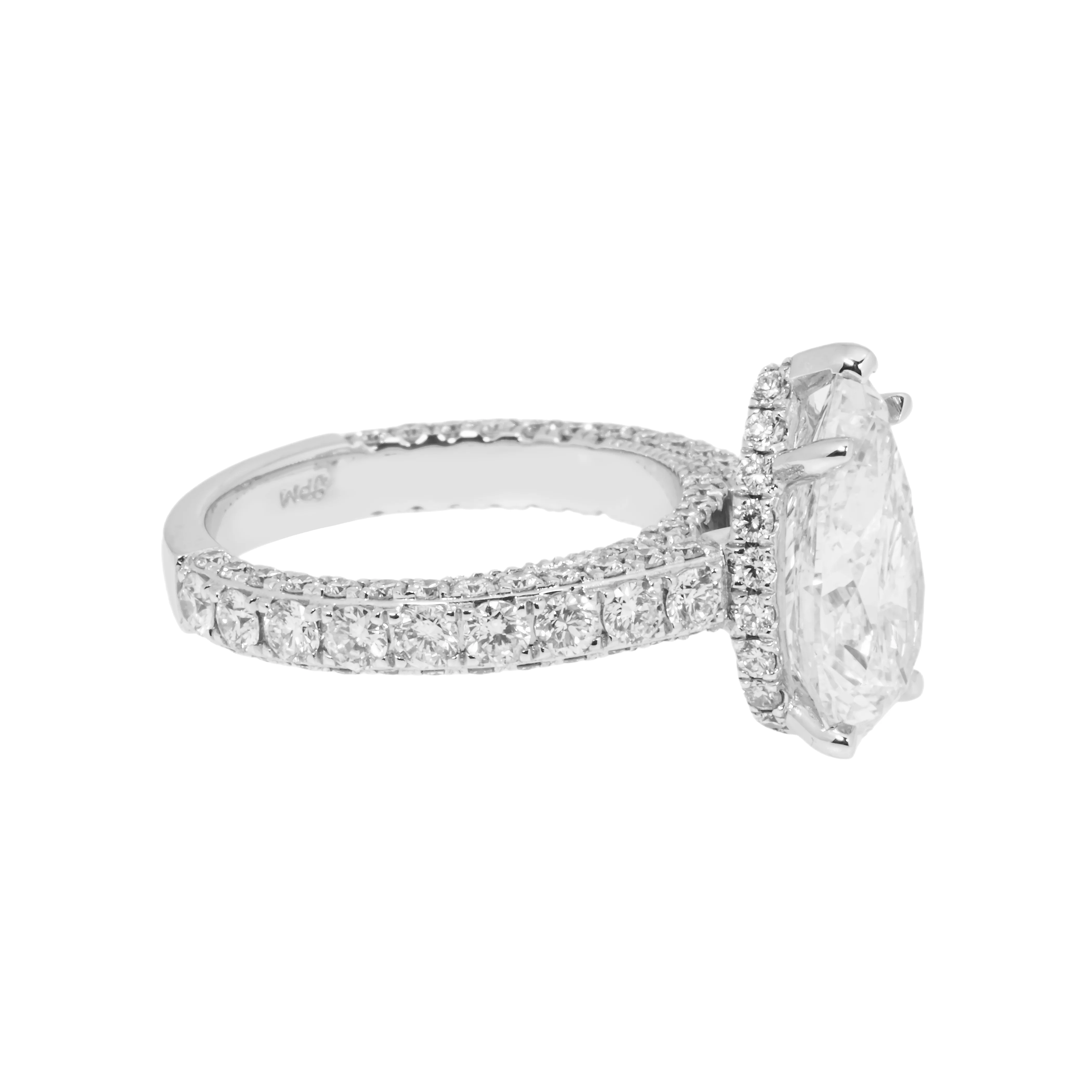 GIA 18K White Gold 4.09ct Pear Cut Diamond Engagement Ring 6.02ctw - Image 6