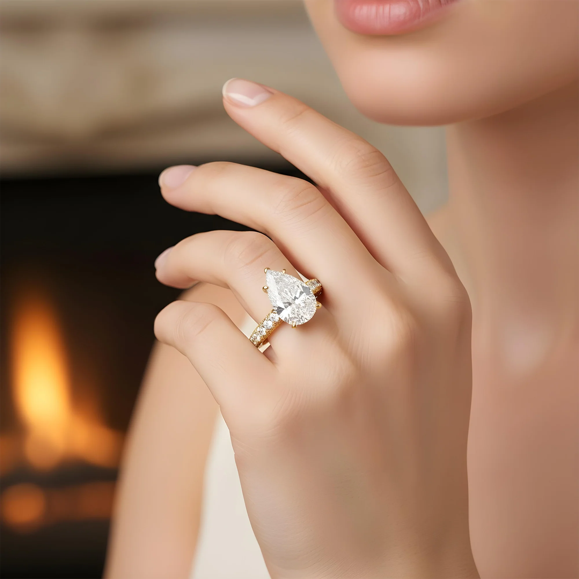 GIA 18K White Gold 4.09ct Pear Cut Diamond Engagement Ring 6.02ctw - Image 8