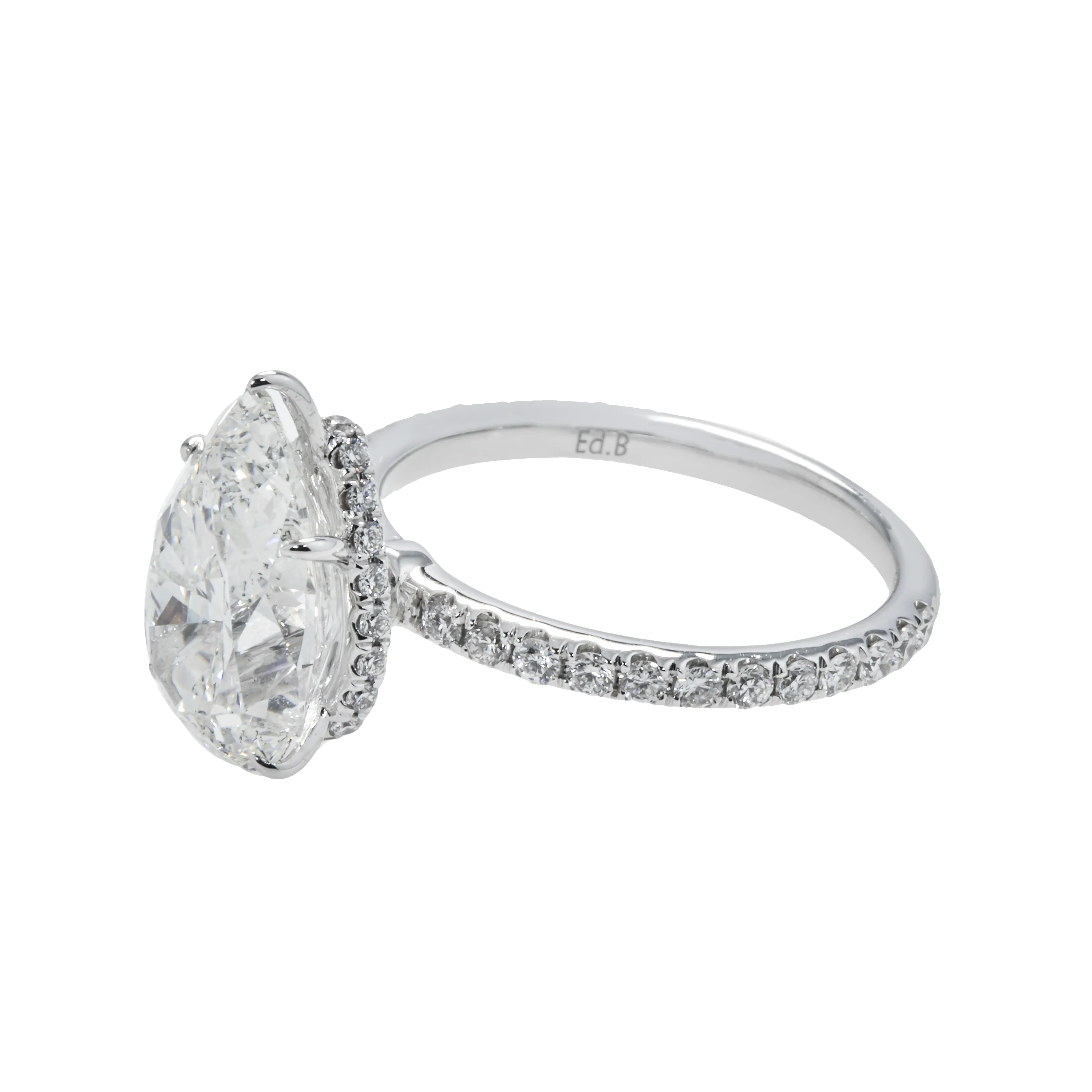 GIA 18K White Gold 4.12ct Pear Cut Diamond Engagement Ring 4.67ct - Image 6