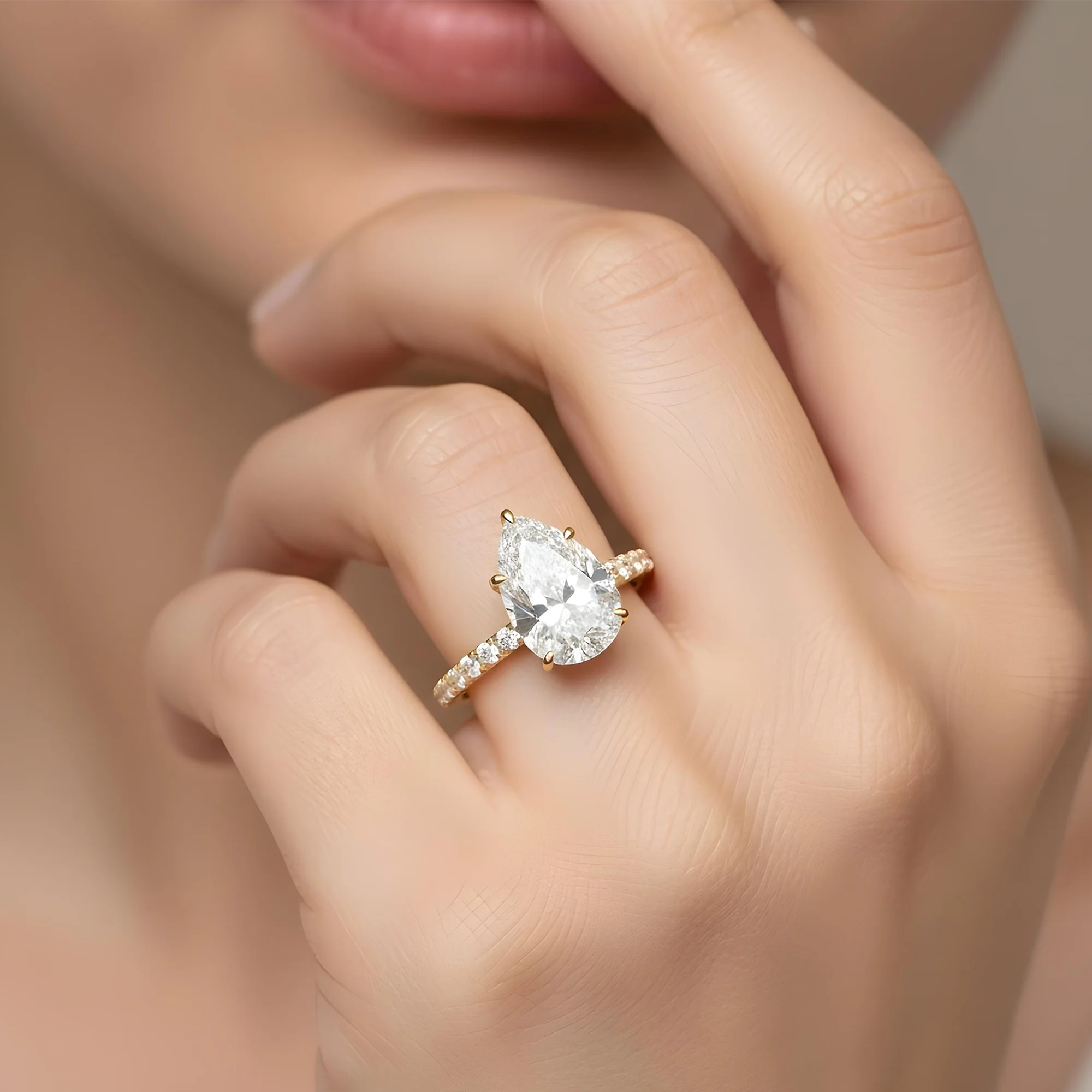 GIA 18K White Gold 4.12ct Pear Cut Diamond Engagement Ring 4.67ct - Image 8