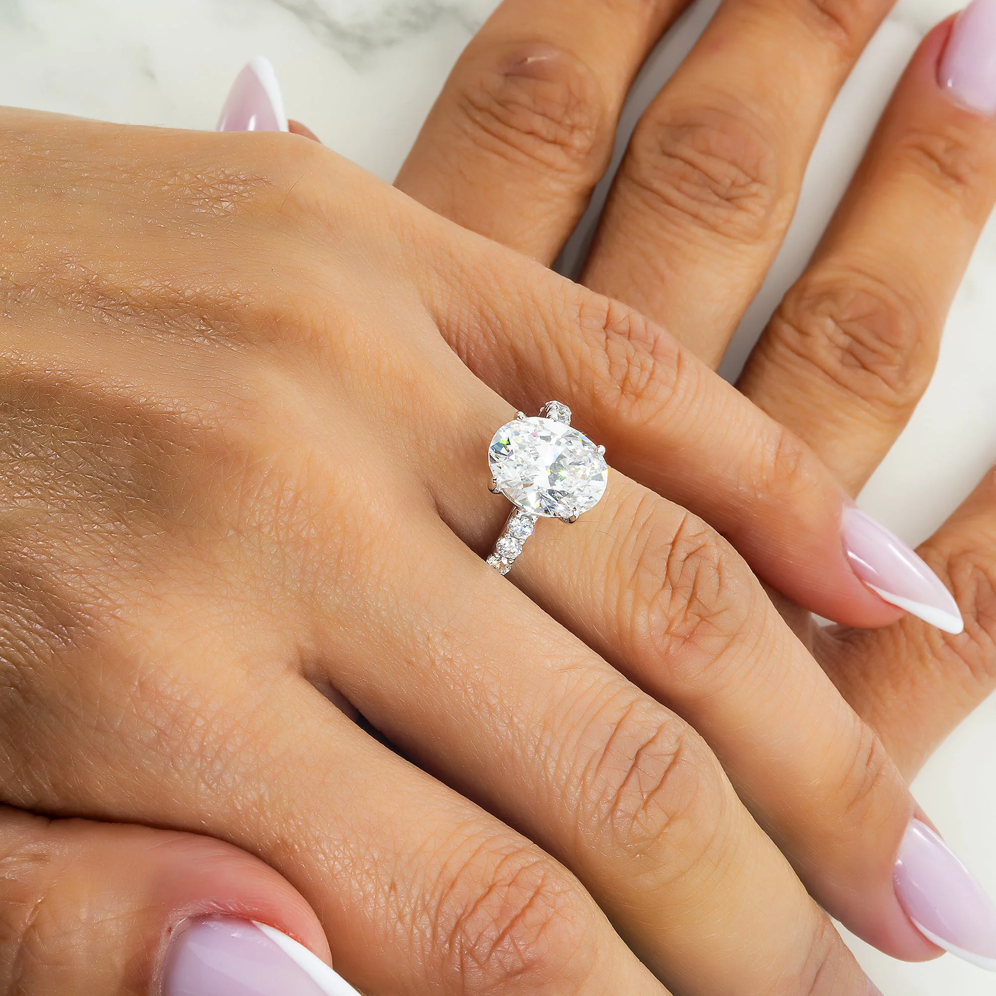 GIA 18K White Gold 4.49ct Oval Cut Diamond Engagement Ring 5.15ctw - Image 3