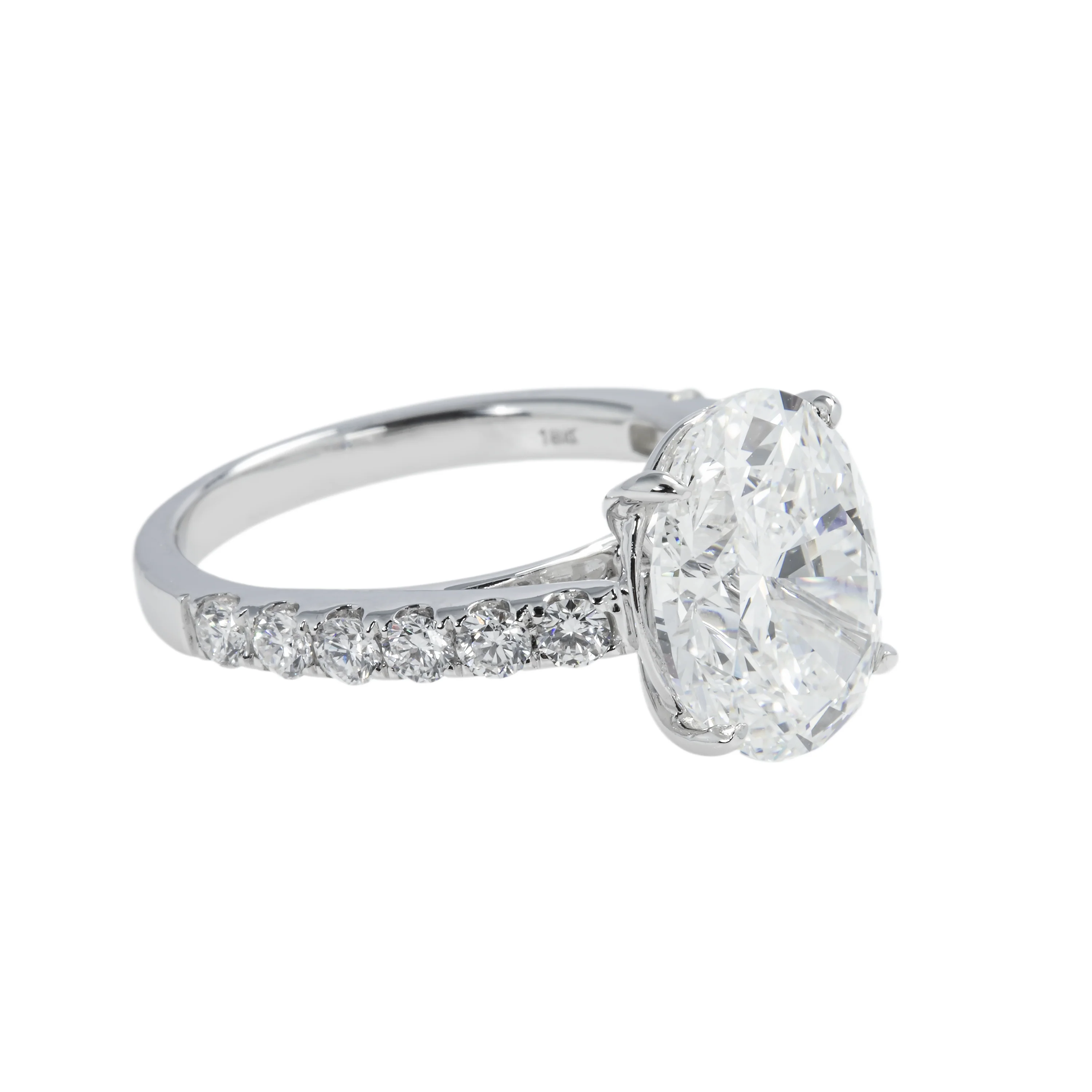 GIA 18K White Gold 4.49ct Oval Cut Diamond Engagement Ring 5.15ctw - Image 4