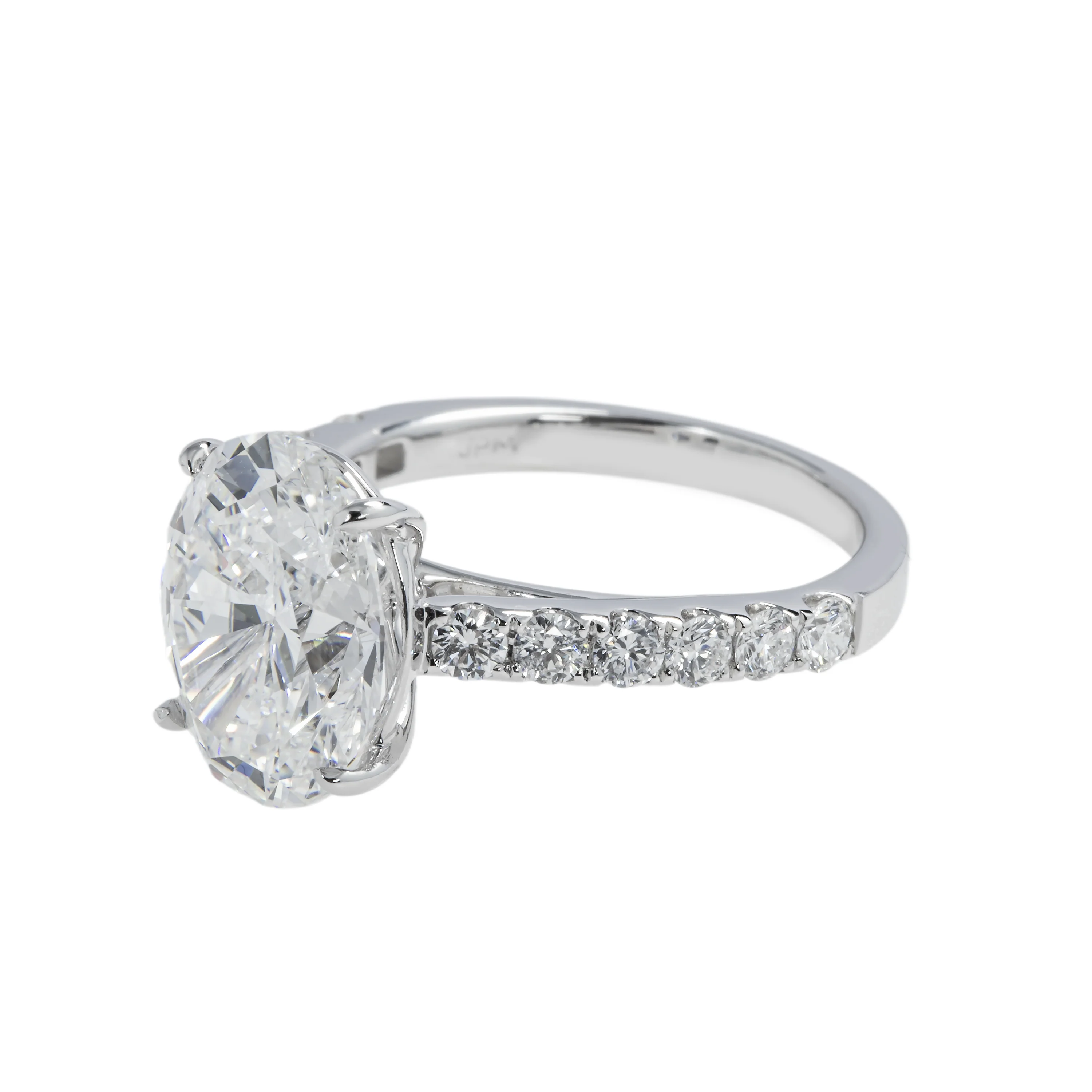 GIA 18K White Gold 4.49ct Oval Cut Diamond Engagement Ring 5.15ctw - Image 6