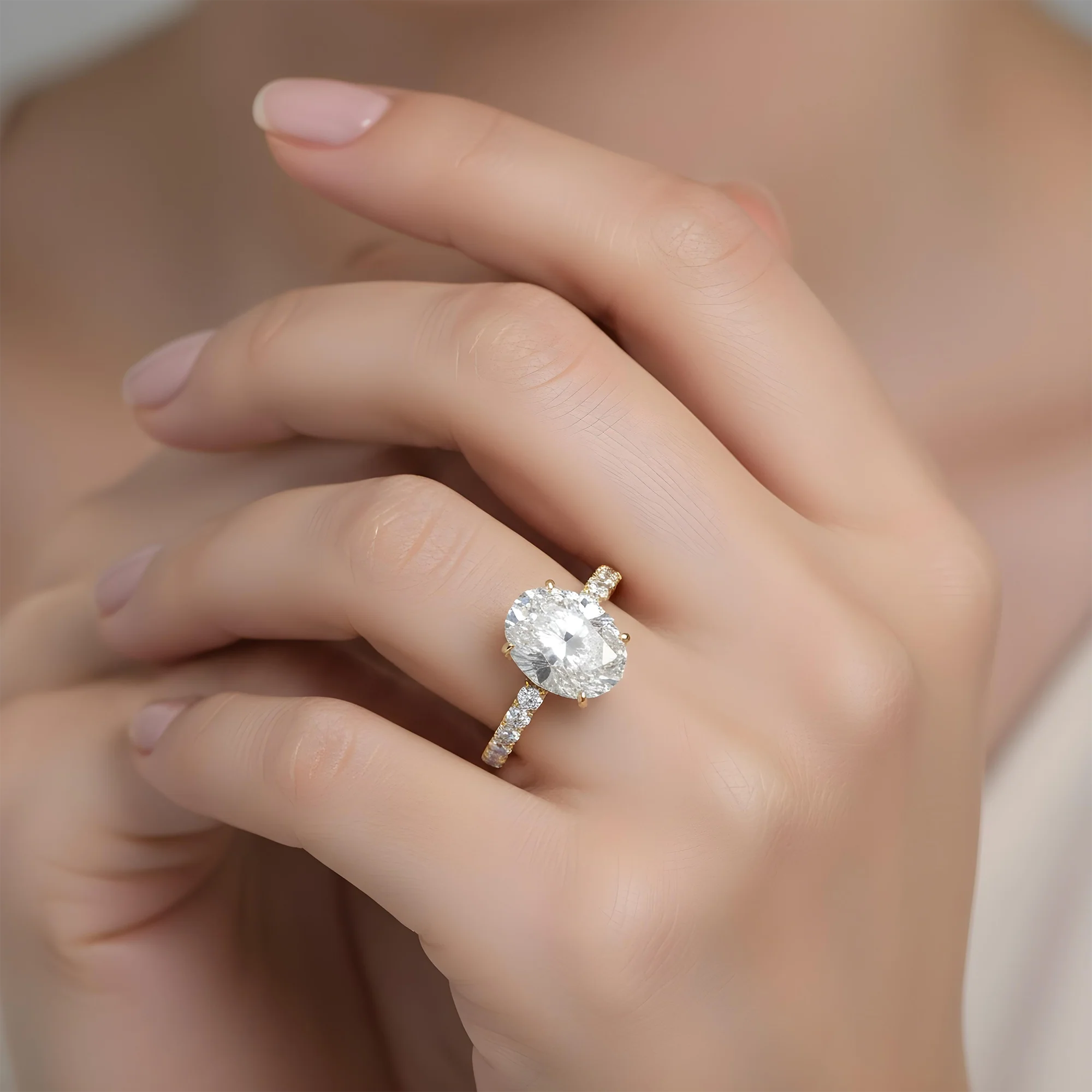 GIA 18K White Gold 4.49ct Oval Cut Diamond Engagement Ring 5.15ctw - Image 8