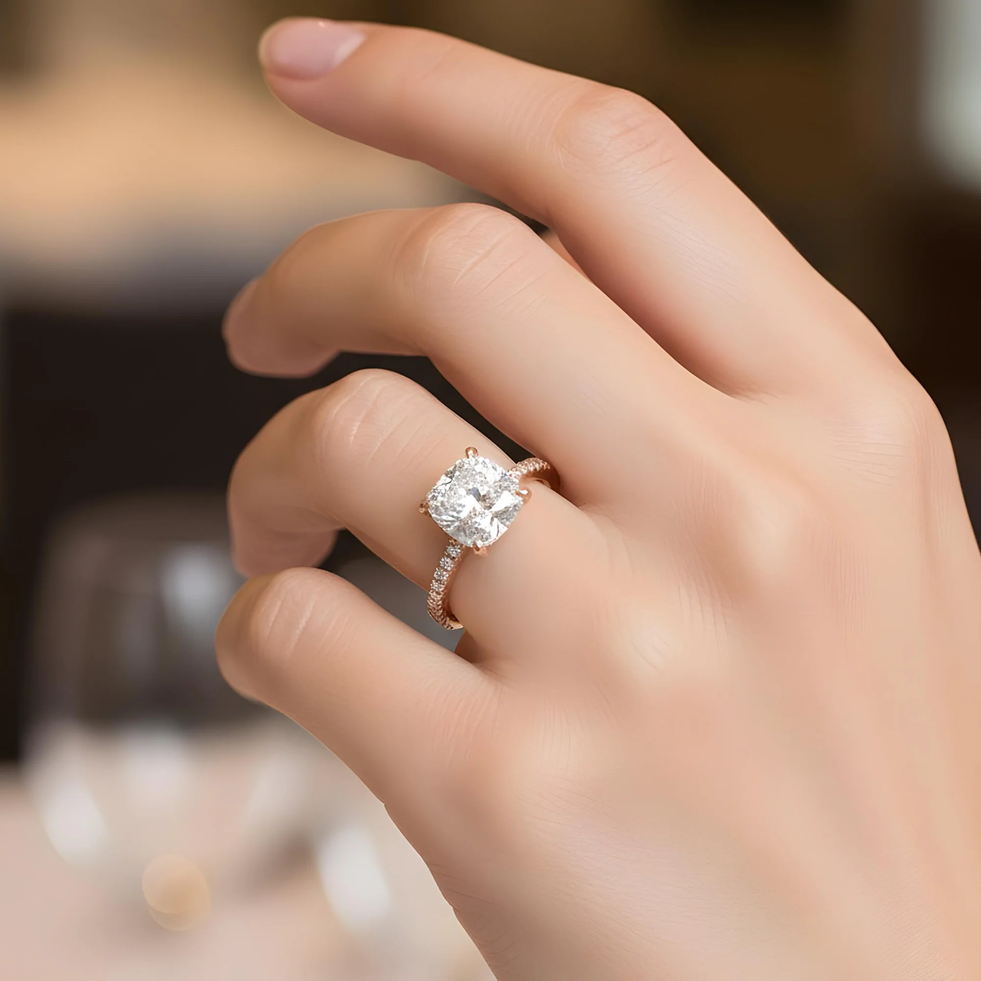 GIA 18K White Gold 5.01ct Cushion Cut Diamond Engagement Ring 5.41ctw - Image 10