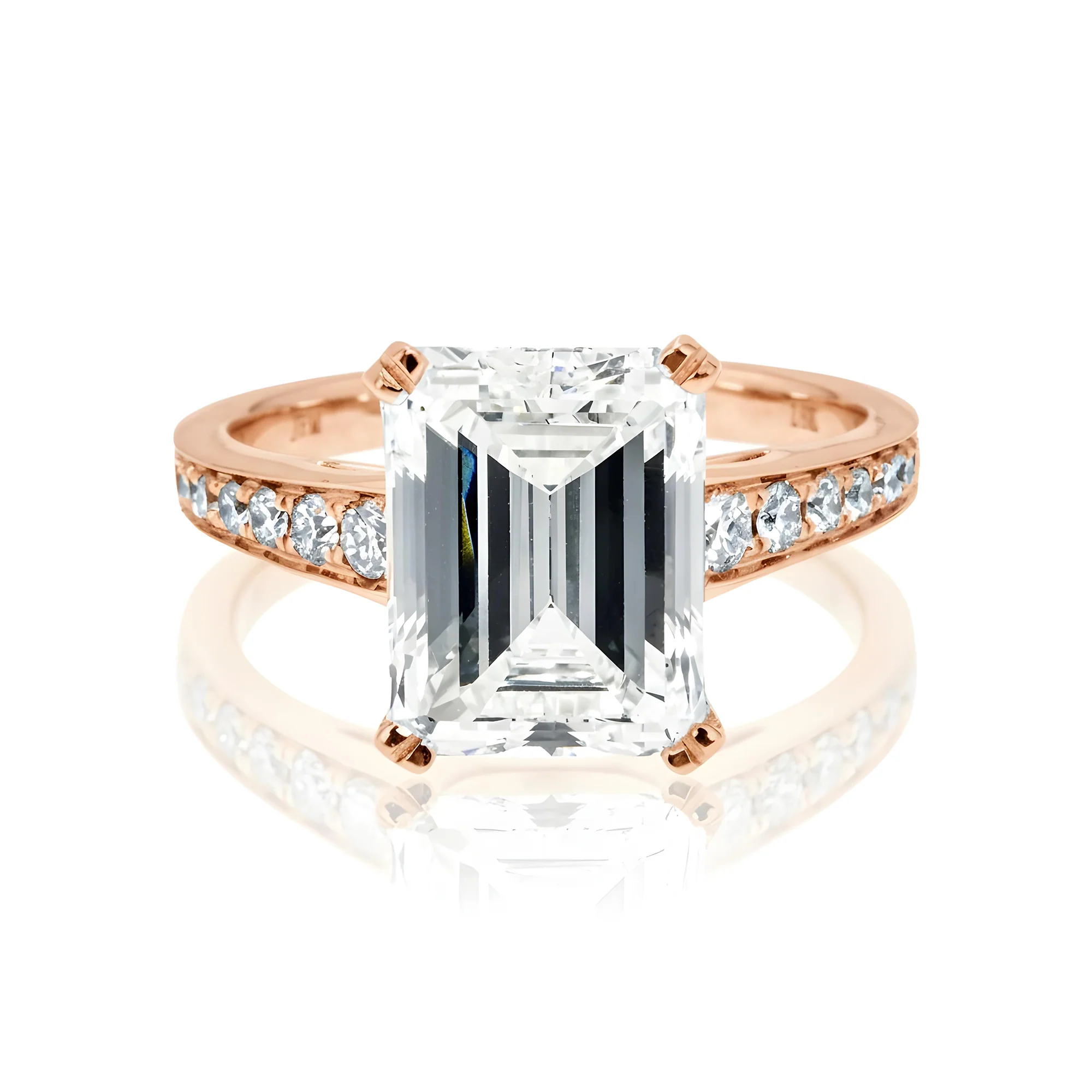 GIA 18K White Gold 5.01ct Emerald Cut Diamond Engagement Rings 5.51ctw - Image 10