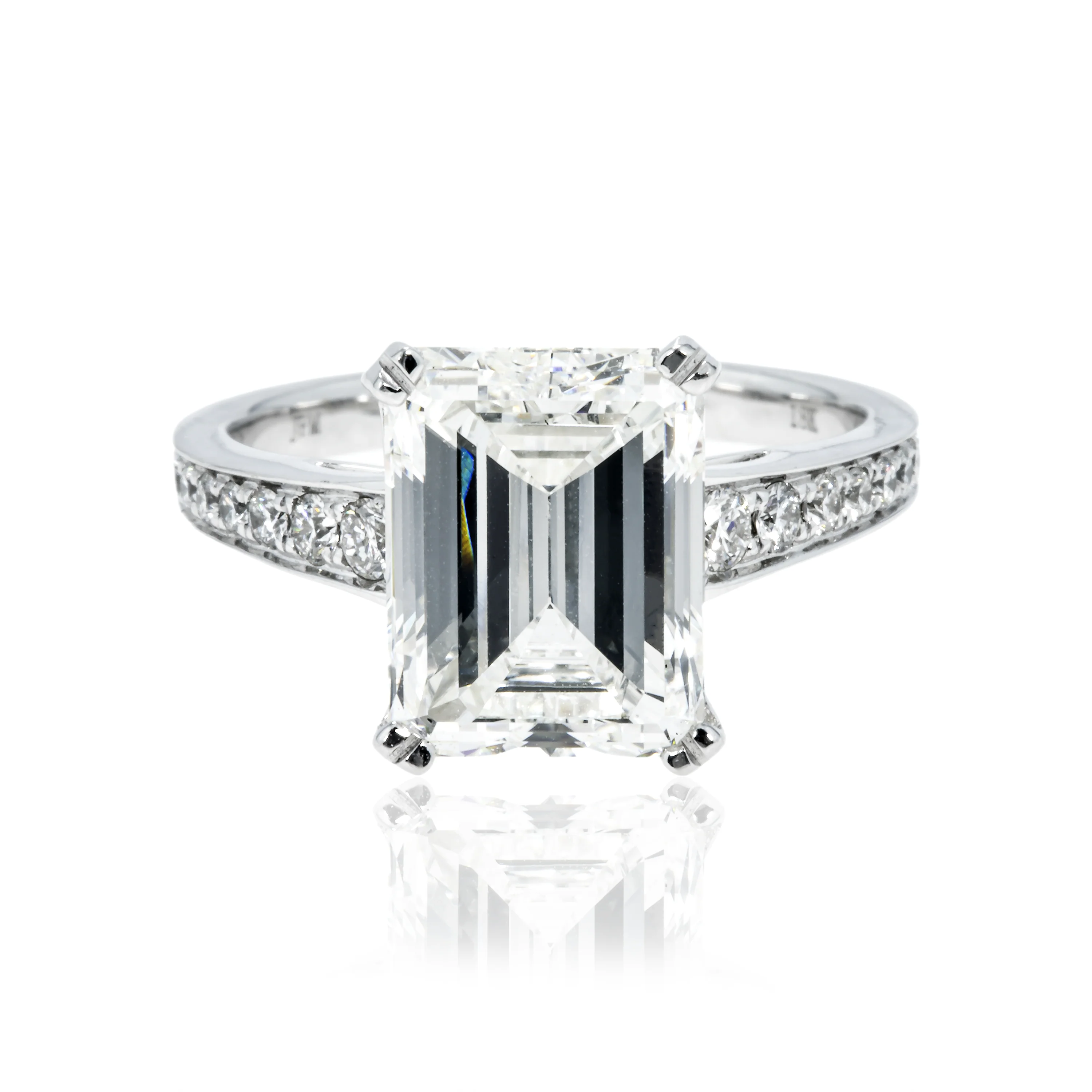 GIA 18K White Gold 5.01ct Emerald Cut Diamond Engagement Rings 5.51ctw - Image 4