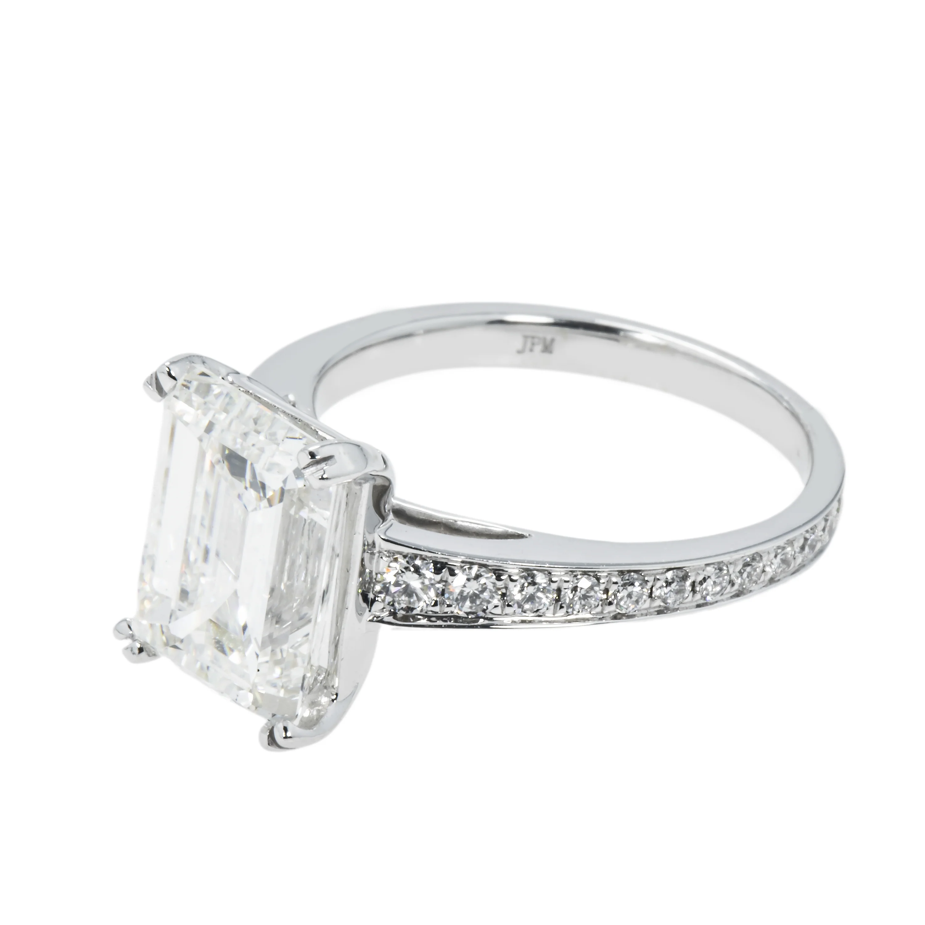 GIA 18K White Gold 5.01ct Emerald Cut Diamond Engagement Rings 5.51ctw - Image 6