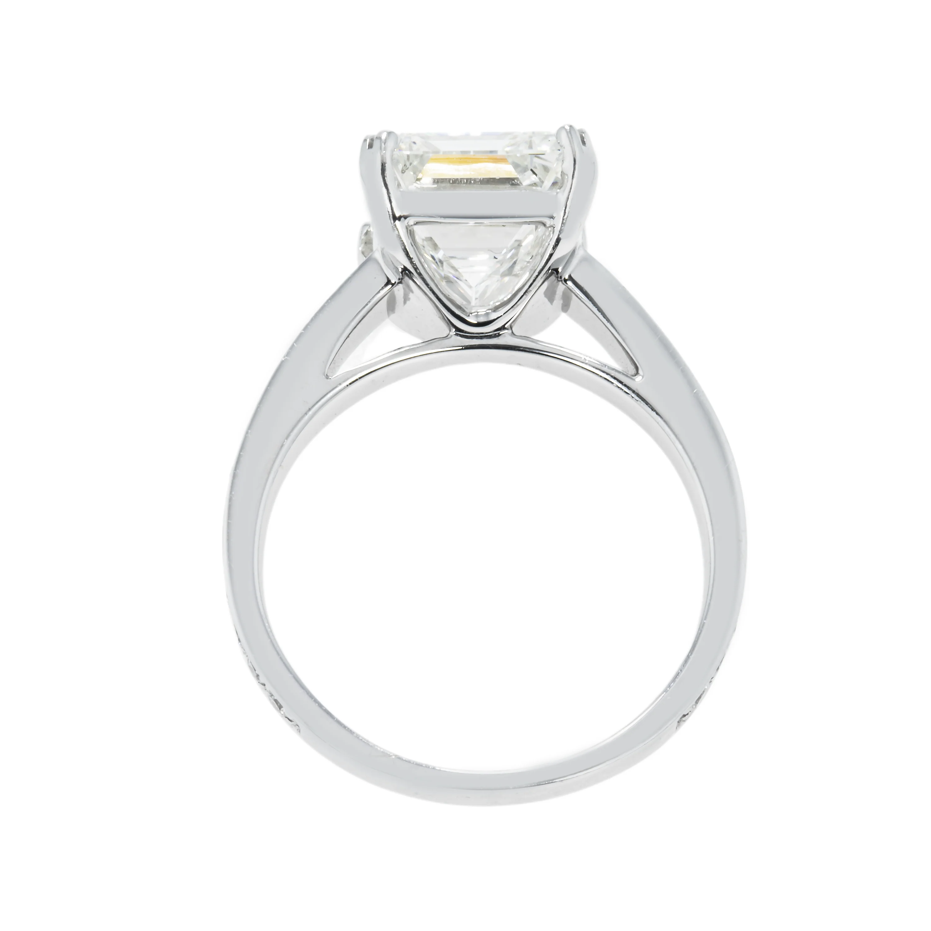 GIA 18K White Gold 5.01ct Emerald Cut Diamond Engagement Rings 5.51ctw - Image 7